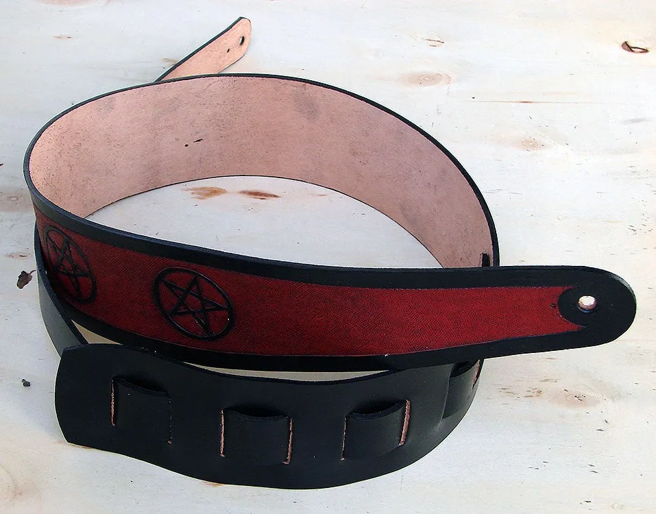 Strap for Guitar and Bass adorned with Pentagrams