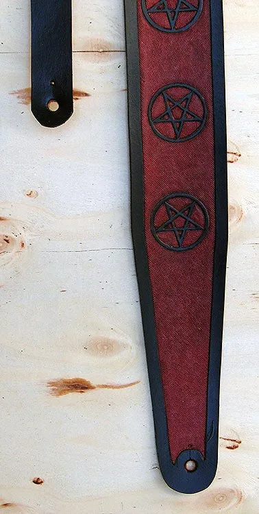 Strap for Guitar and Bass adorned with Pentagrams