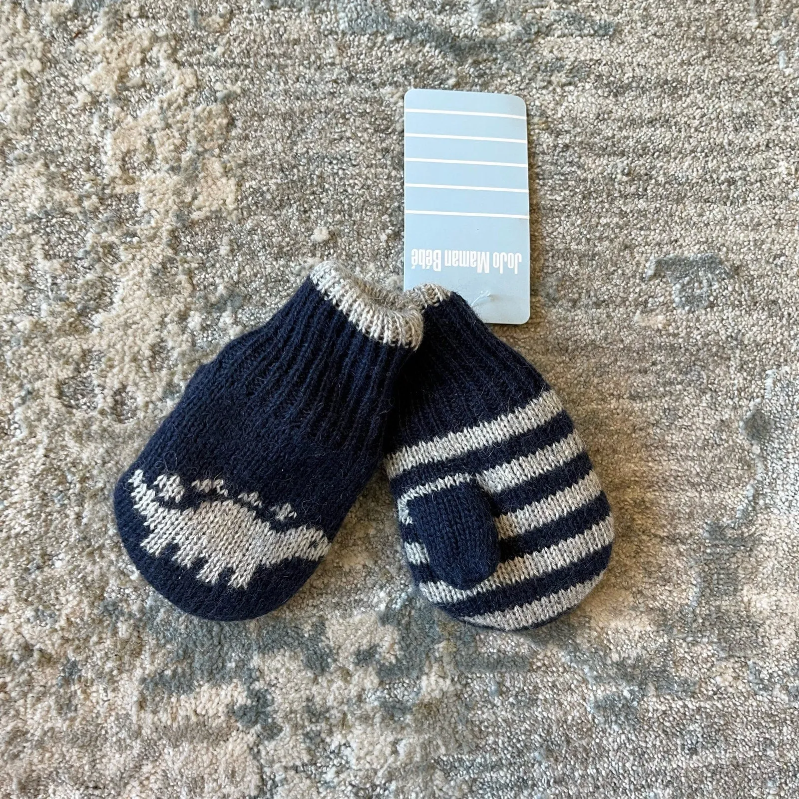 JoJo Maman Bebe Dinosaur Hat & Mittens Bundle - Navy - 0-12 Months - New with Tags