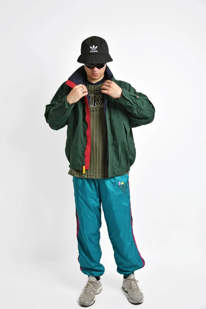 Green Nylon Shell Hooded Jacket