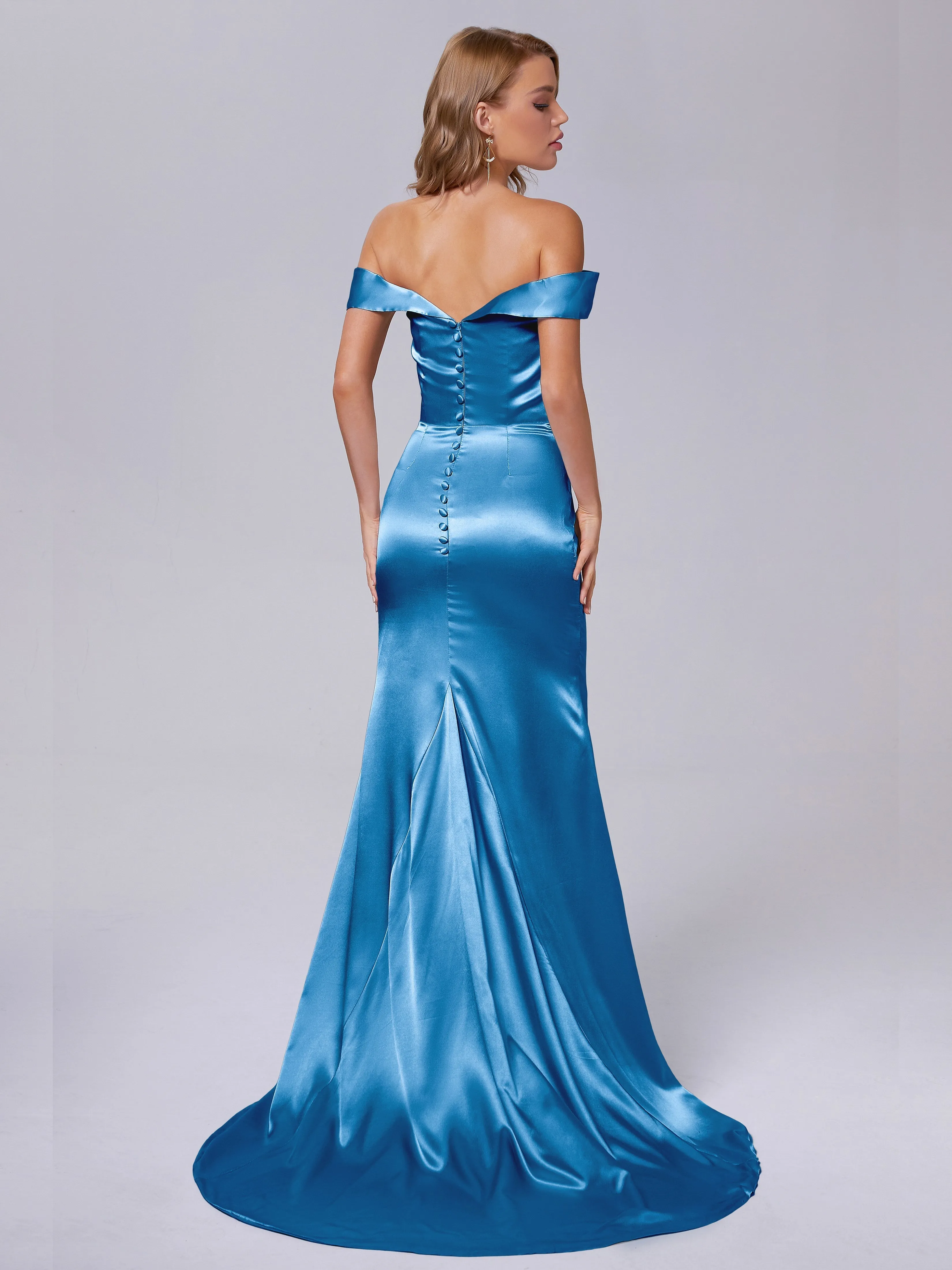 Off-shoulder Sweet Satin Mermaid Evening Dresses