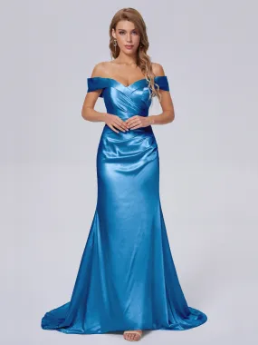 Off-shoulder Sweet Satin Mermaid Evening Dresses