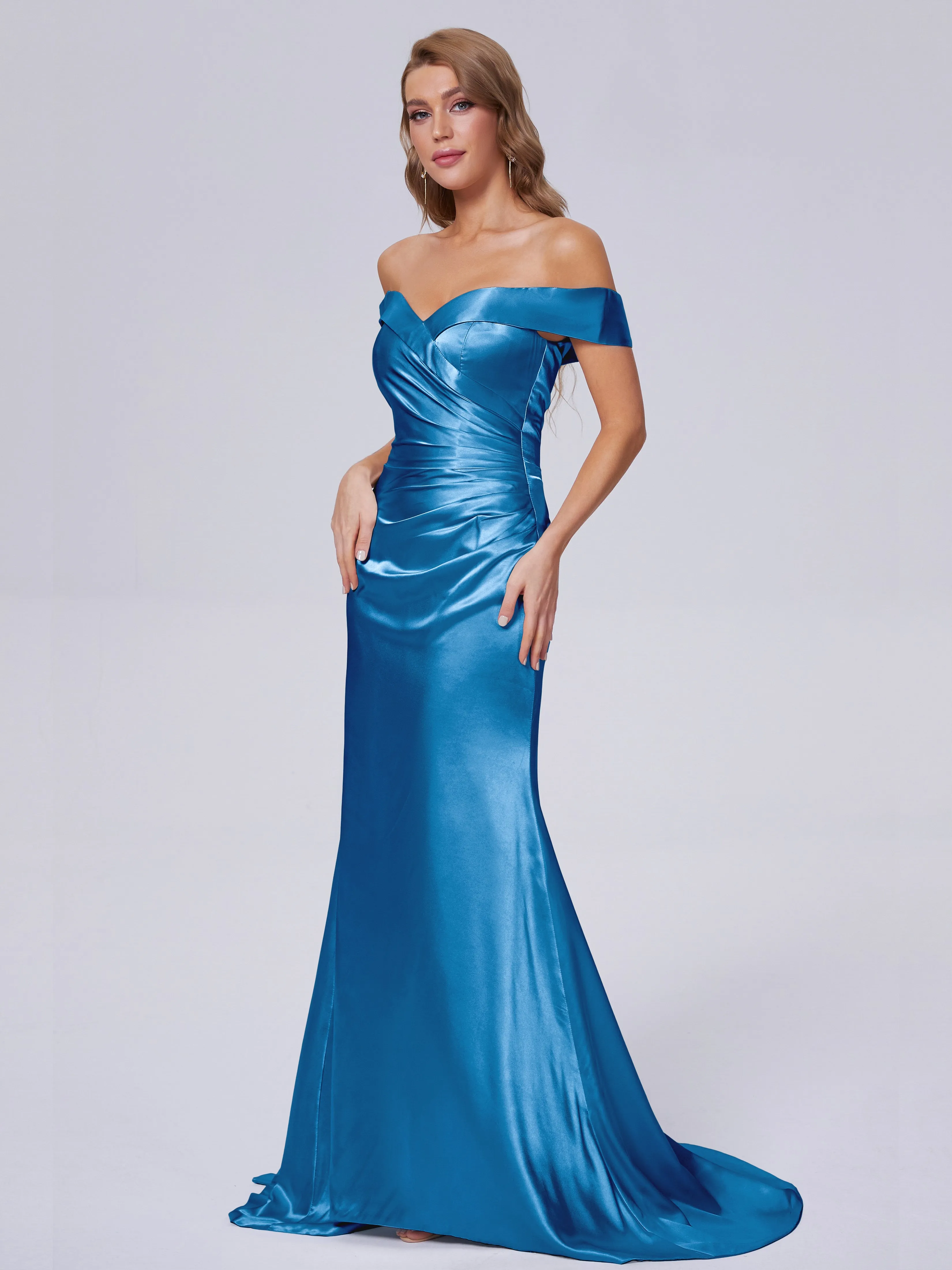 Off-shoulder Sweet Satin Mermaid Evening Dresses