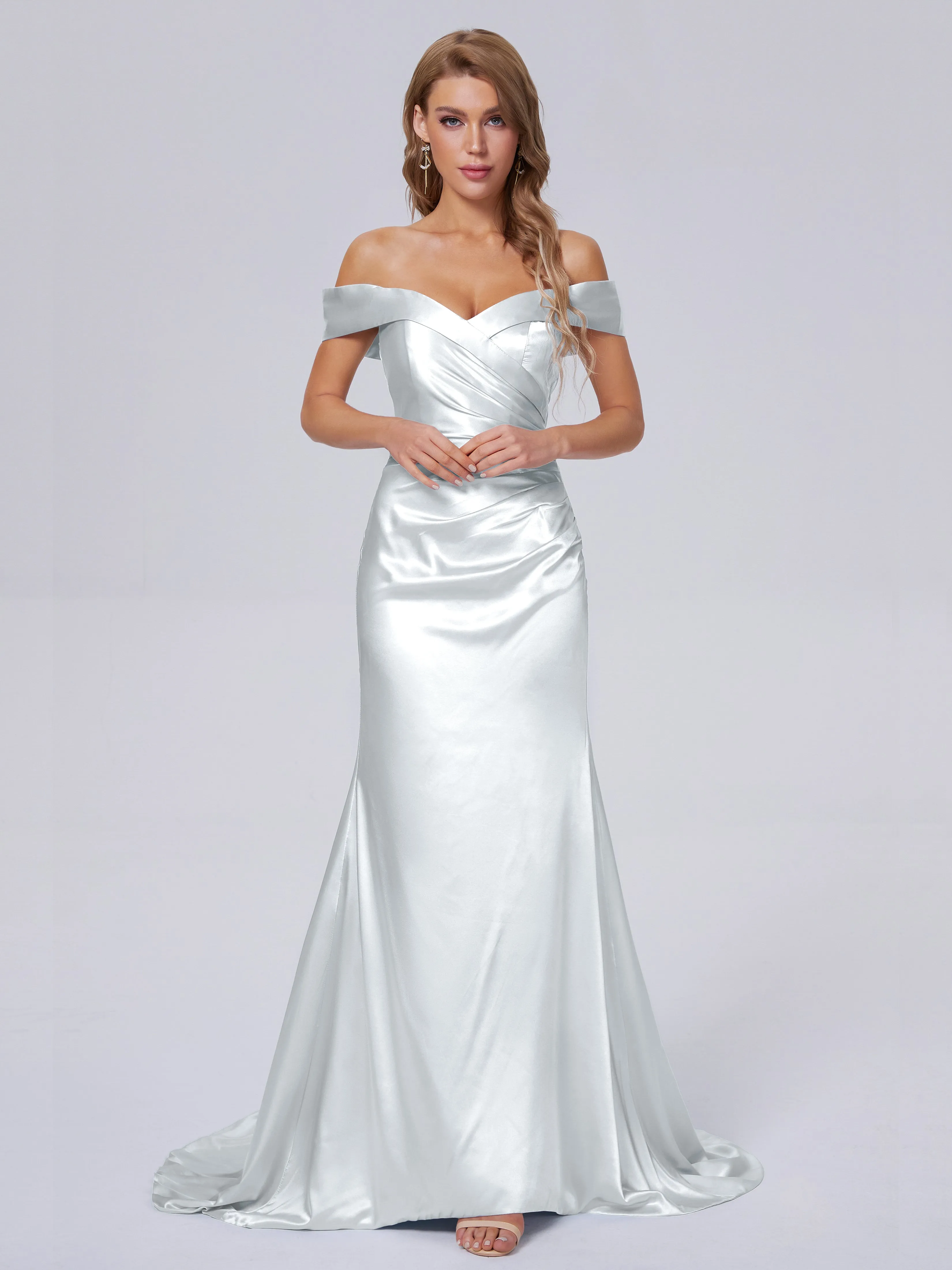 Off-shoulder Sweet Satin Mermaid Evening Dresses