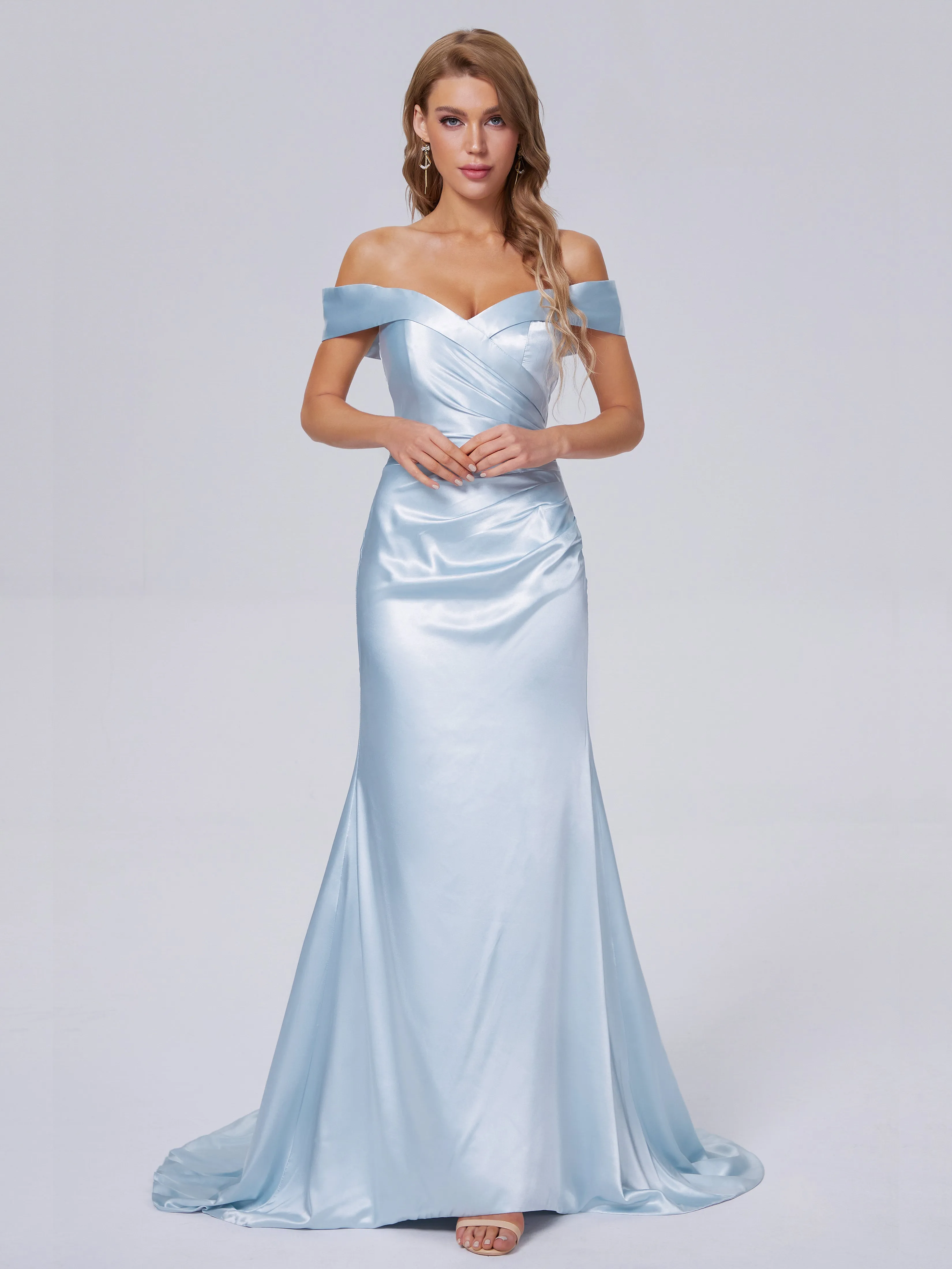 Off-shoulder Sweet Satin Mermaid Evening Dresses