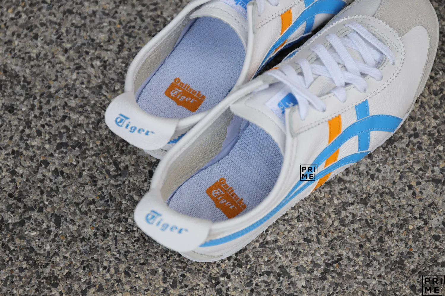 White and Blue Retro Sneakers