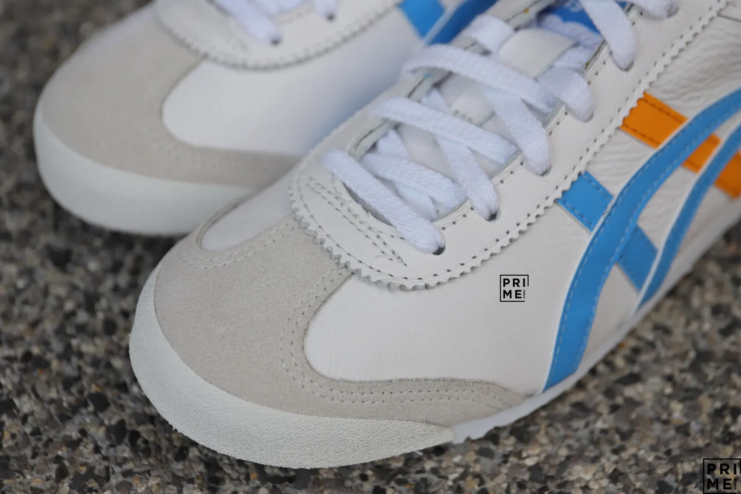 White and Blue Retro Sneakers