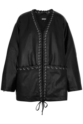 Stylish Oversized Faux Leather Jacket