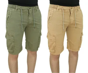 Cargo Shorts for Men in Beige and Green with Side Pockets