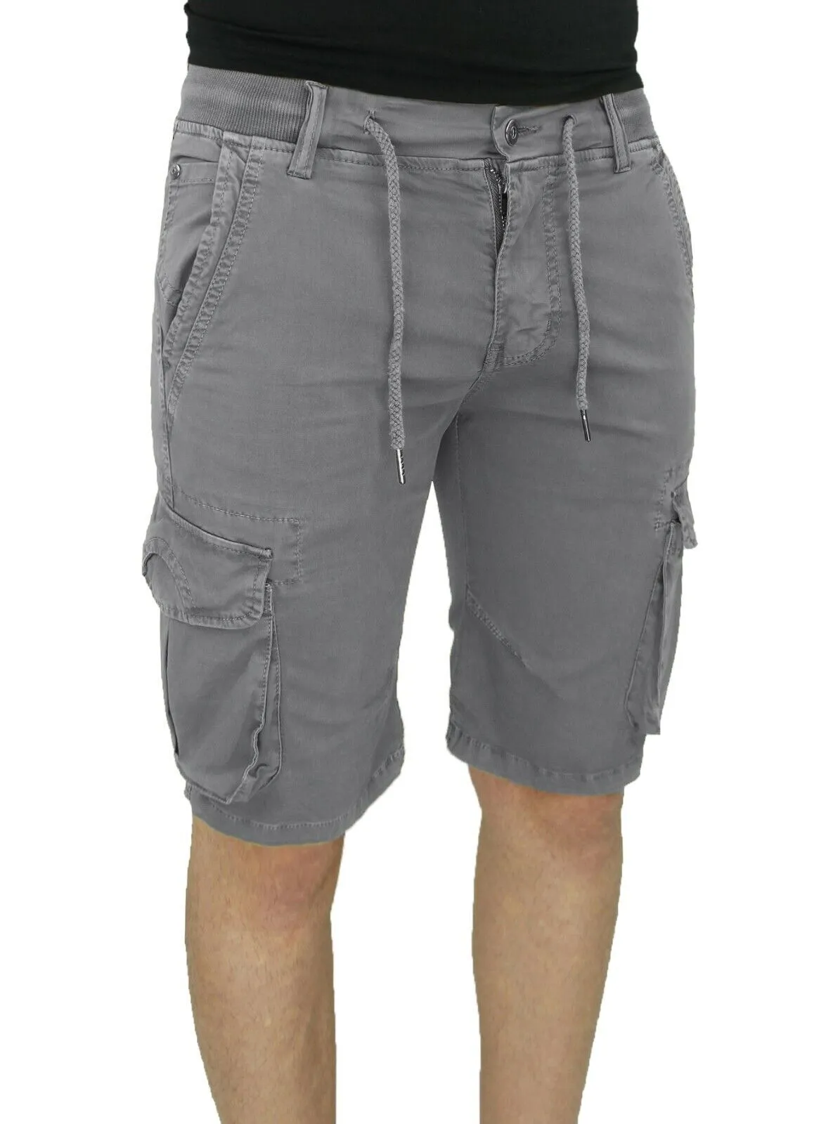 Men's Gray Cargo Shorts Bermuda with Side Pockets