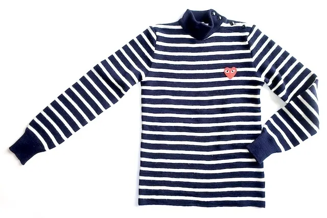 Stripes Heart Casual Style Wool Long Sleeves High-Neck Logo