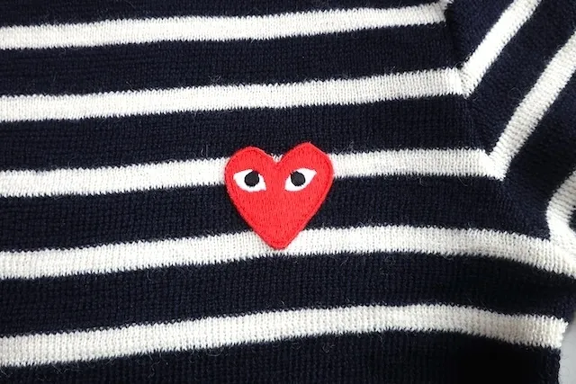 Stripes Heart Casual Style Wool Long Sleeves High-Neck Logo