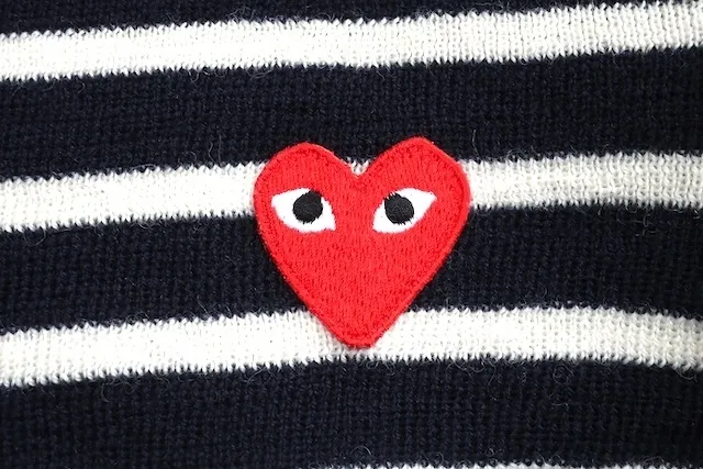 Stripes Heart Casual Style Wool Long Sleeves High-Neck Logo