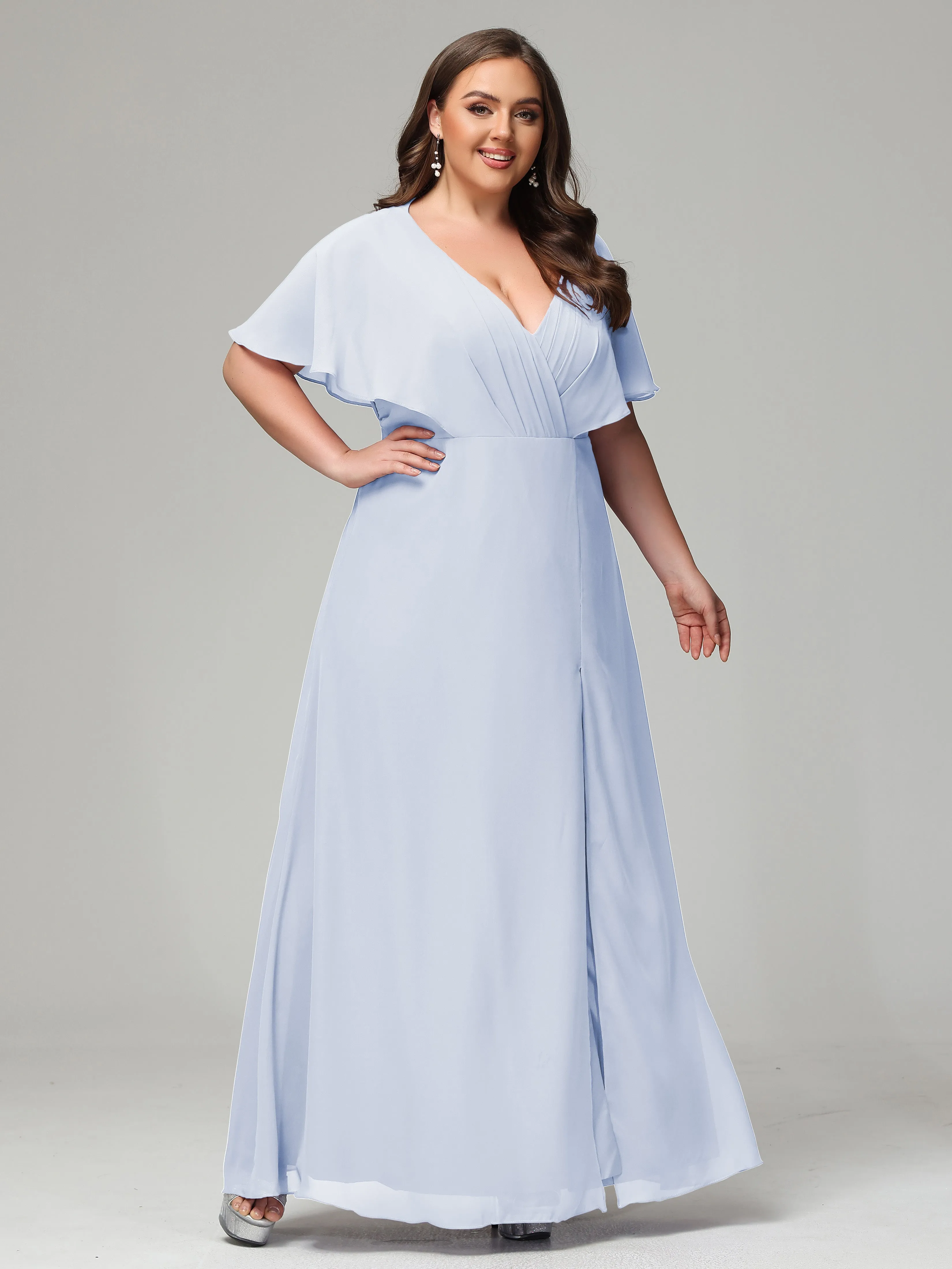 Open Back Front Slit Plus Size Bridesmaid Dresses