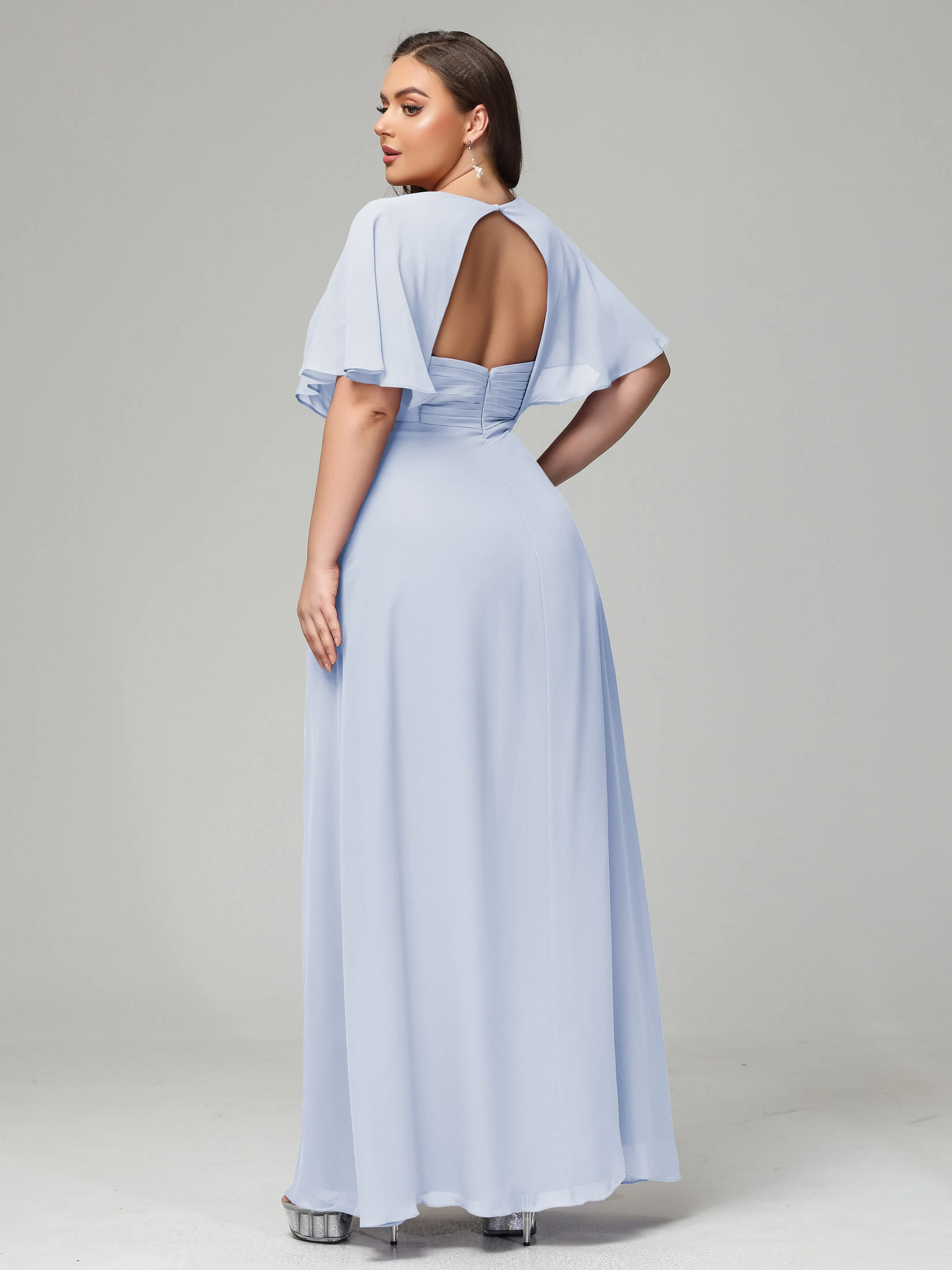 Open Back Front Slit Plus Size Bridesmaid Dresses