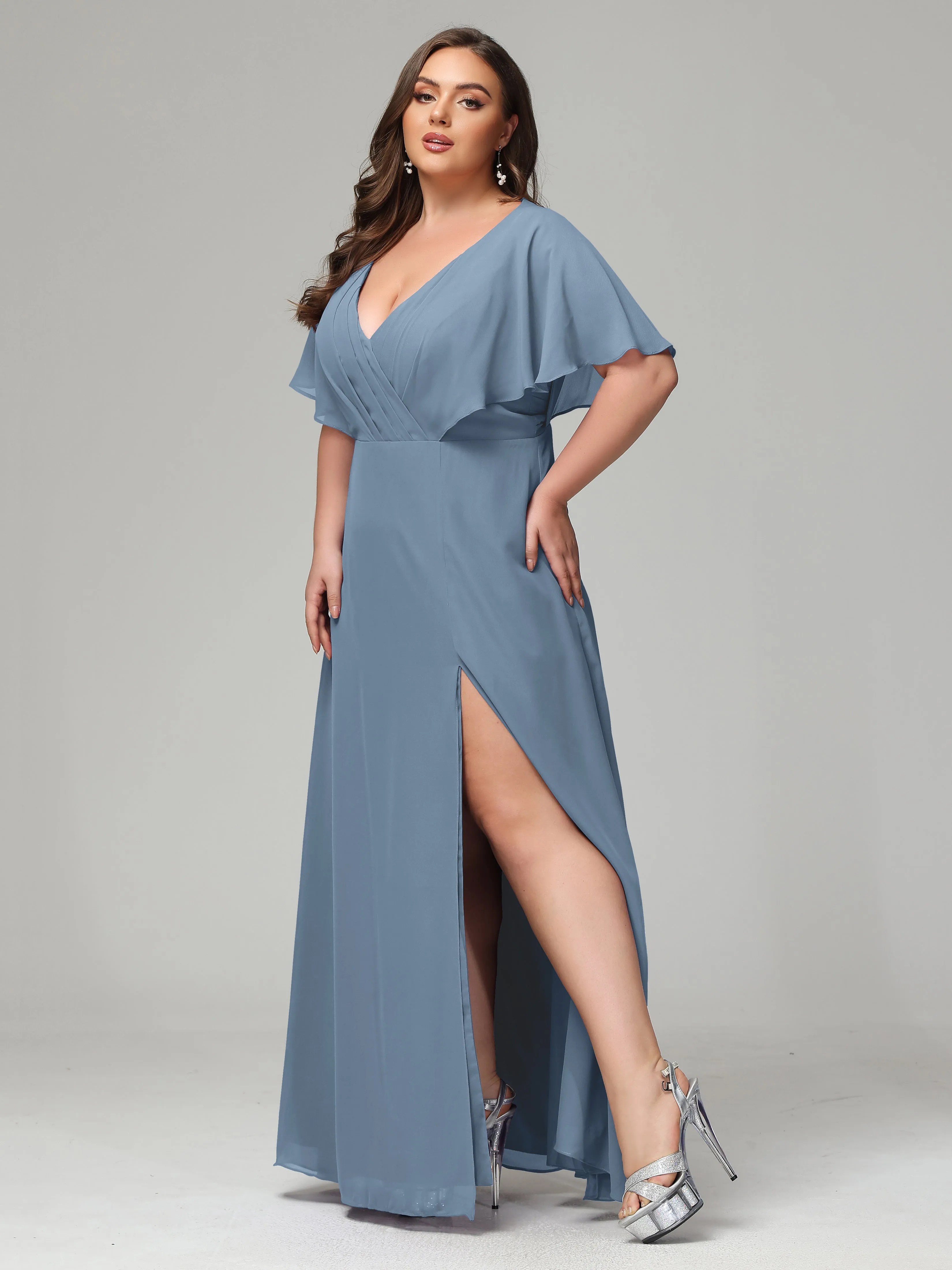 Open Back Front Slit Plus Size Bridesmaid Dresses