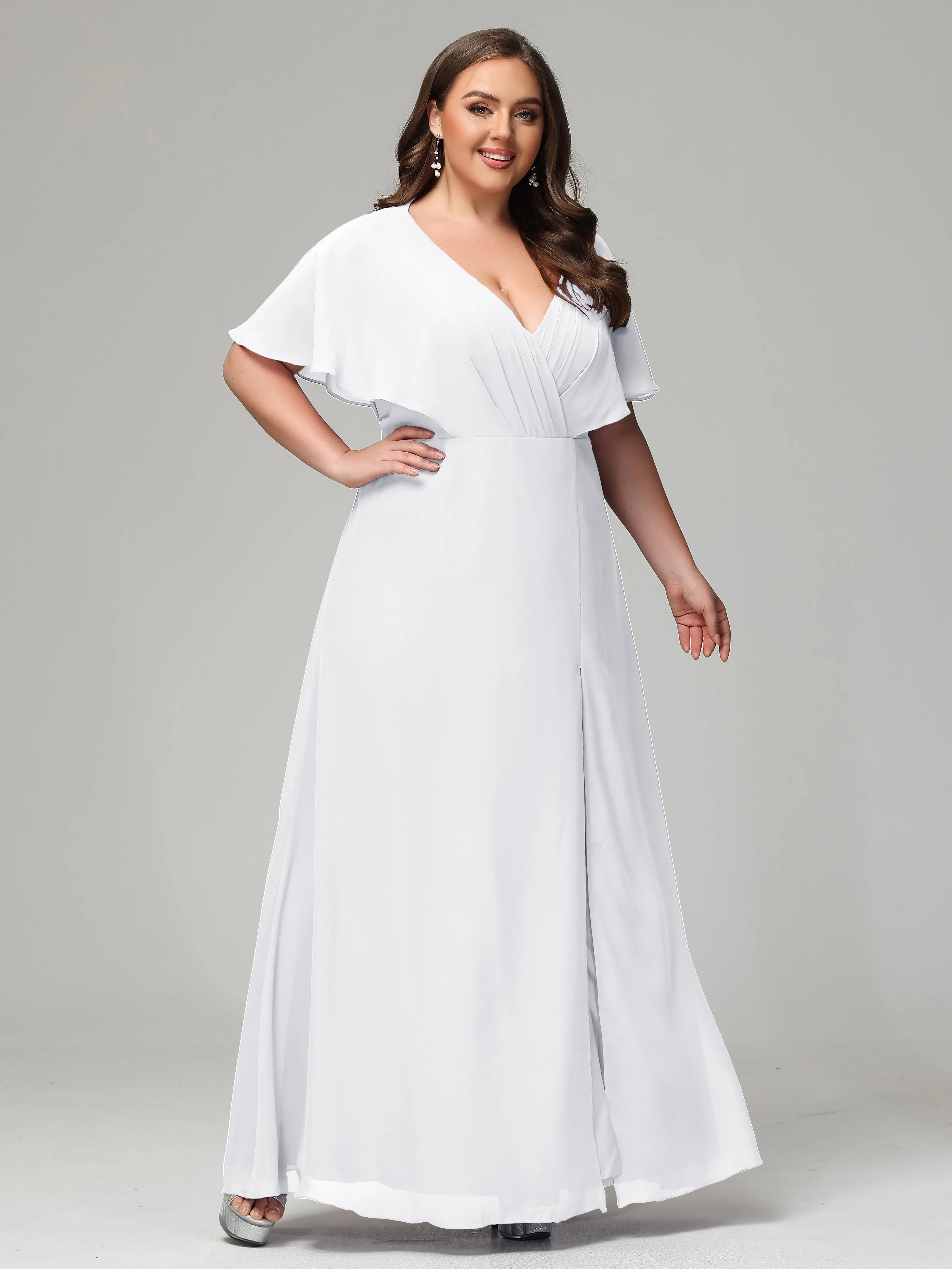 Open Back Front Slit Plus Size Bridesmaid Dresses