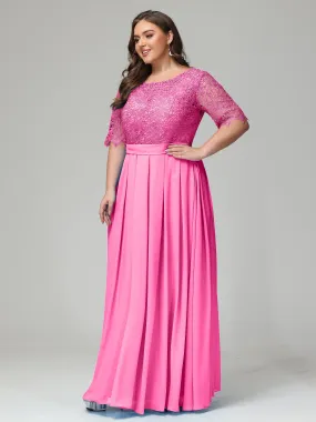 Half Sleeves Open Neck Plus Size Bridesmaid Dresses