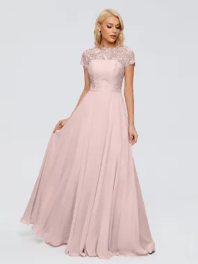 Rosea A-Line V-Neck Chiffon Bridesmaid Dress in POWDER_PINK