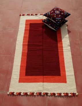 Rajasthan Jute Cotton Red Cream Carpet