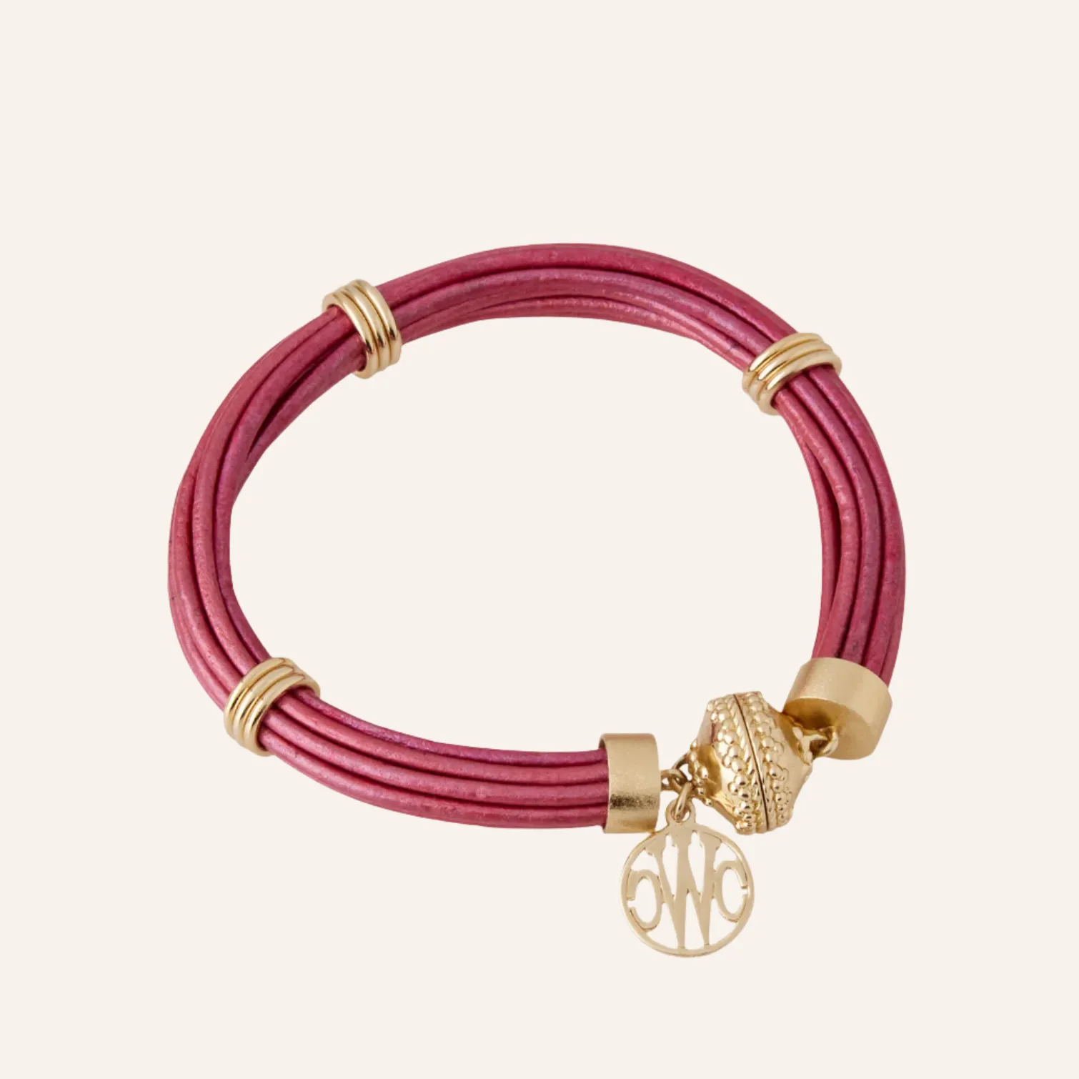 Aspen Leather Raspberry Bracelet