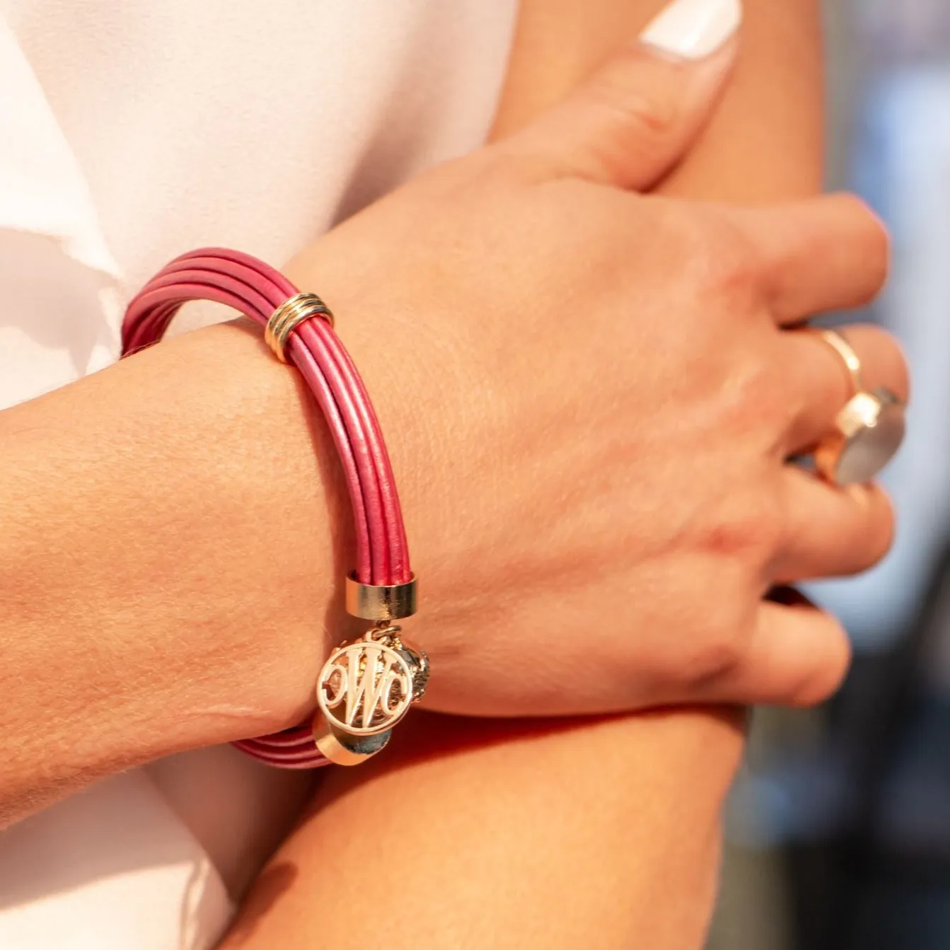 Aspen Leather Raspberry Bracelet