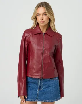 Red Faux Leather Jacket | Glassons