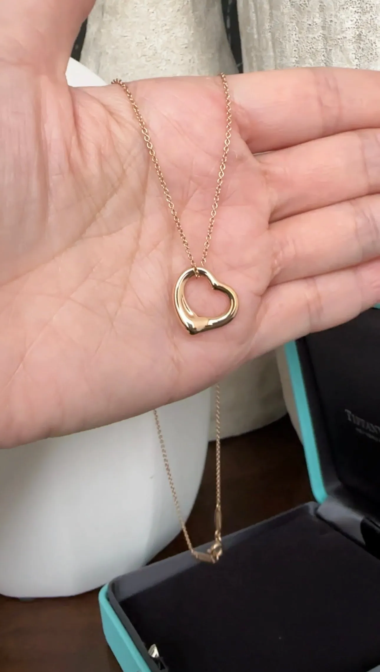 Rose Gold Open Heart Necklace by Tiffany & Co.