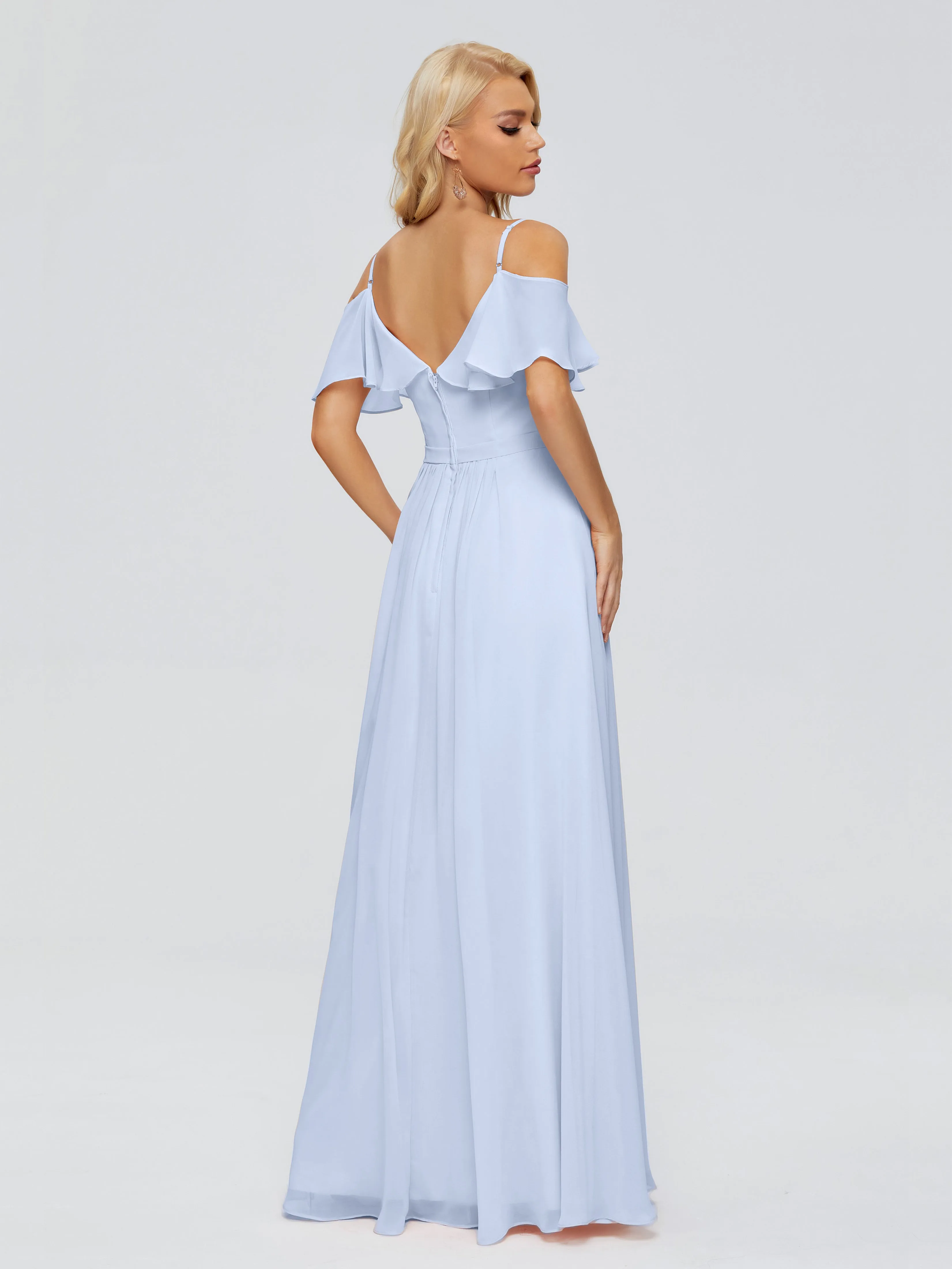 Ruffled V-Neck Bridesmaid Dresses