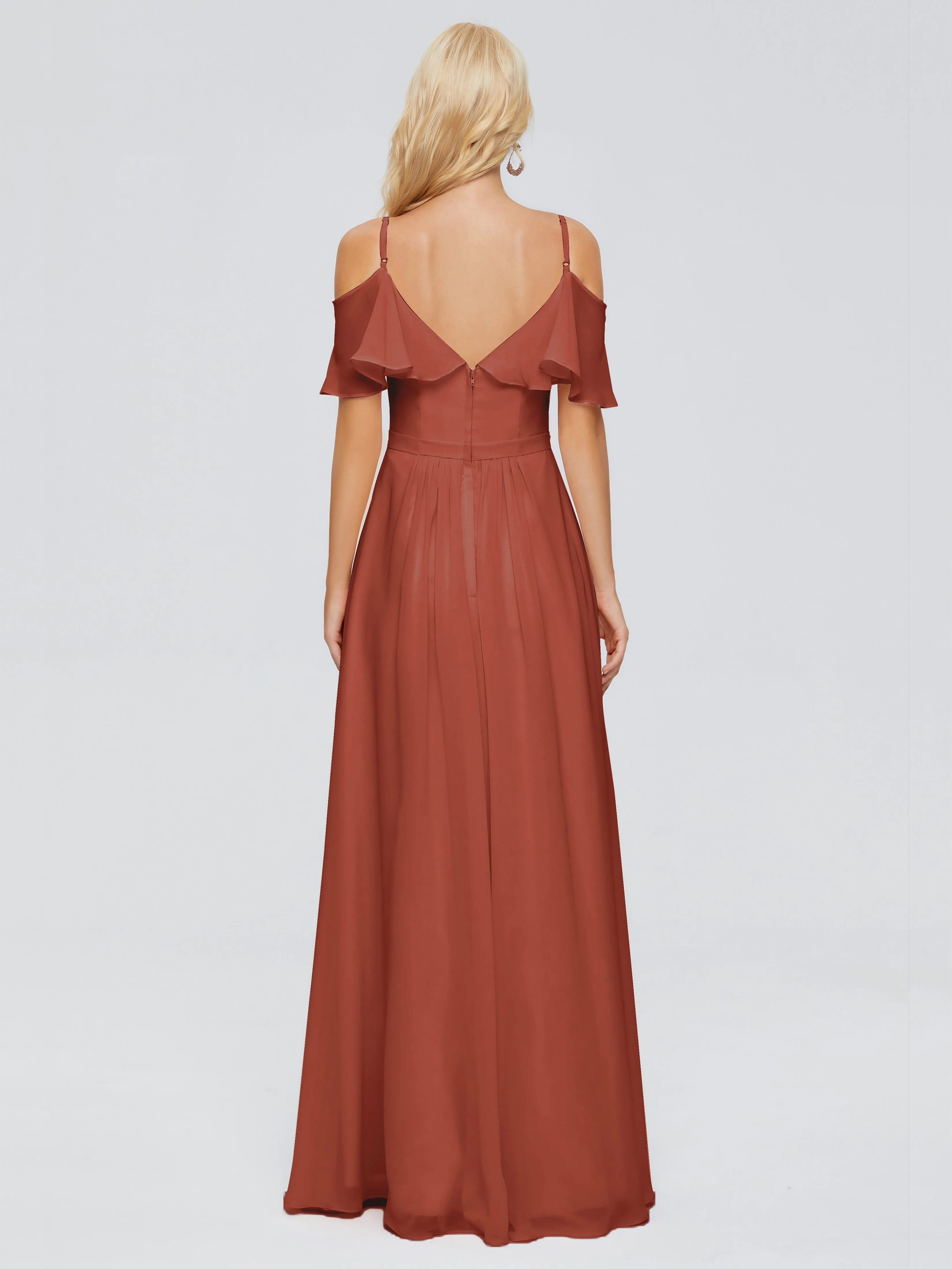 Ruffled V-Neck Bridesmaid Dresses