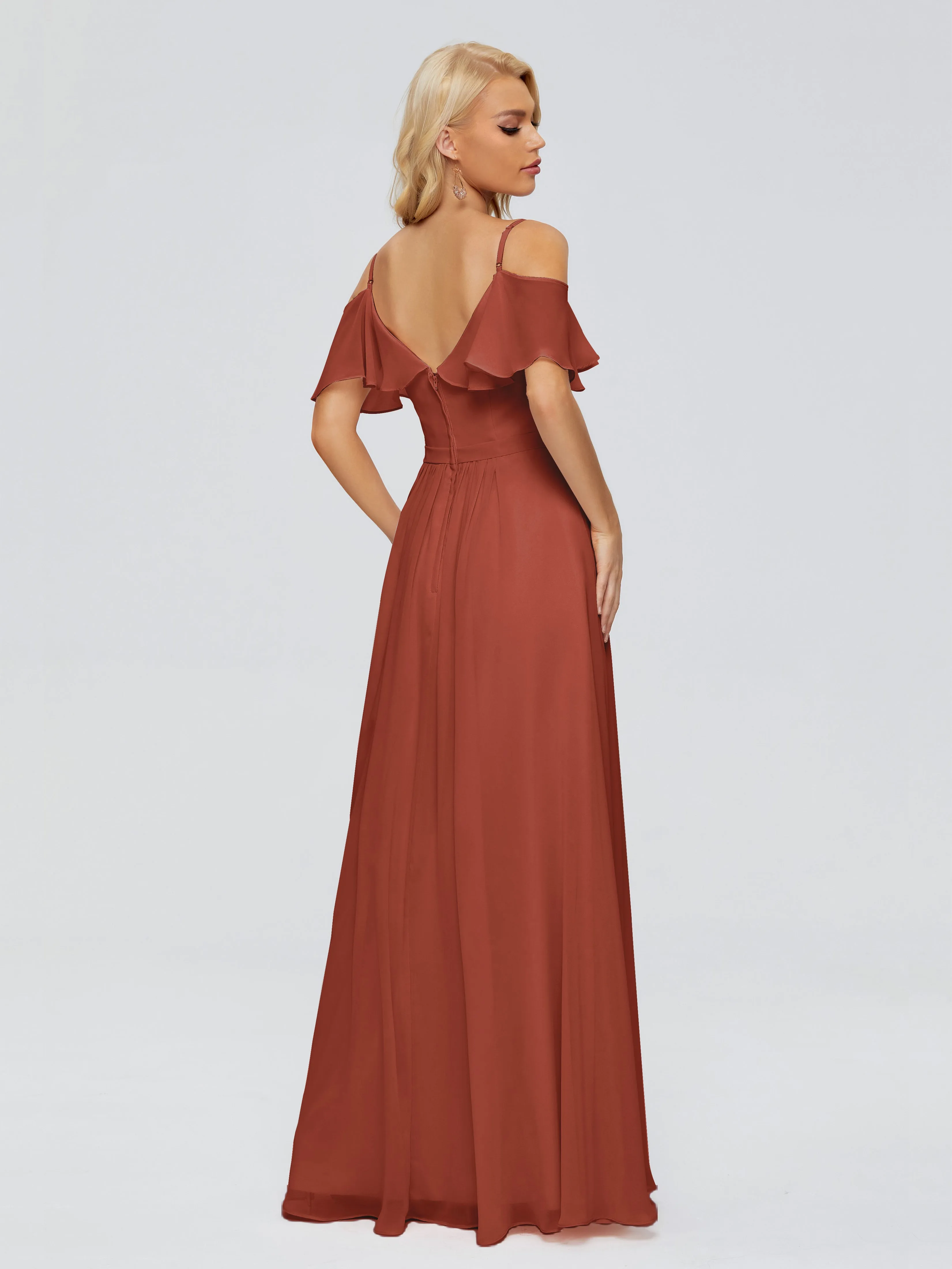 Ruffled V-Neck Bridesmaid Dresses