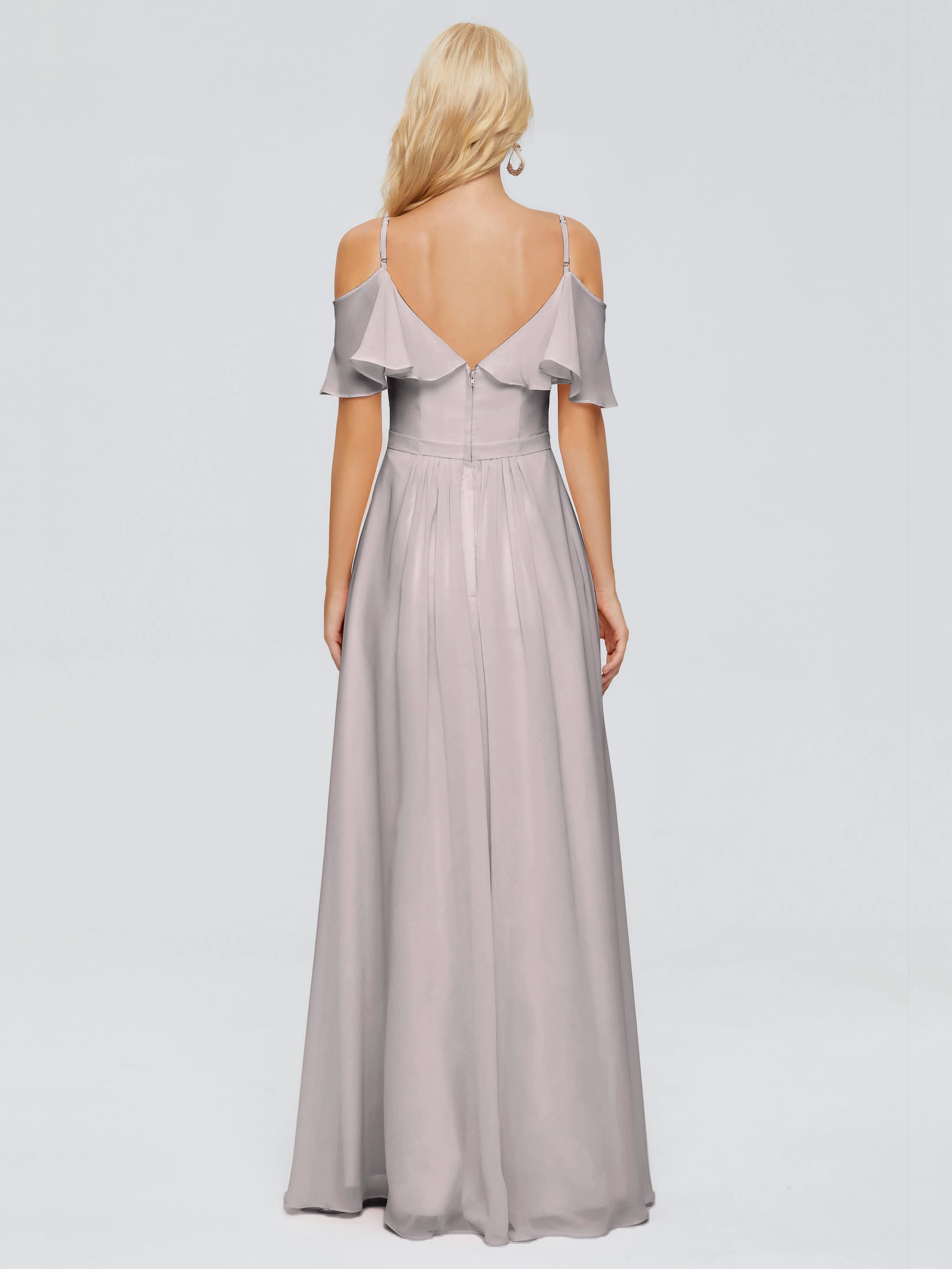 Ruffled V-Neck Bridesmaid Dresses