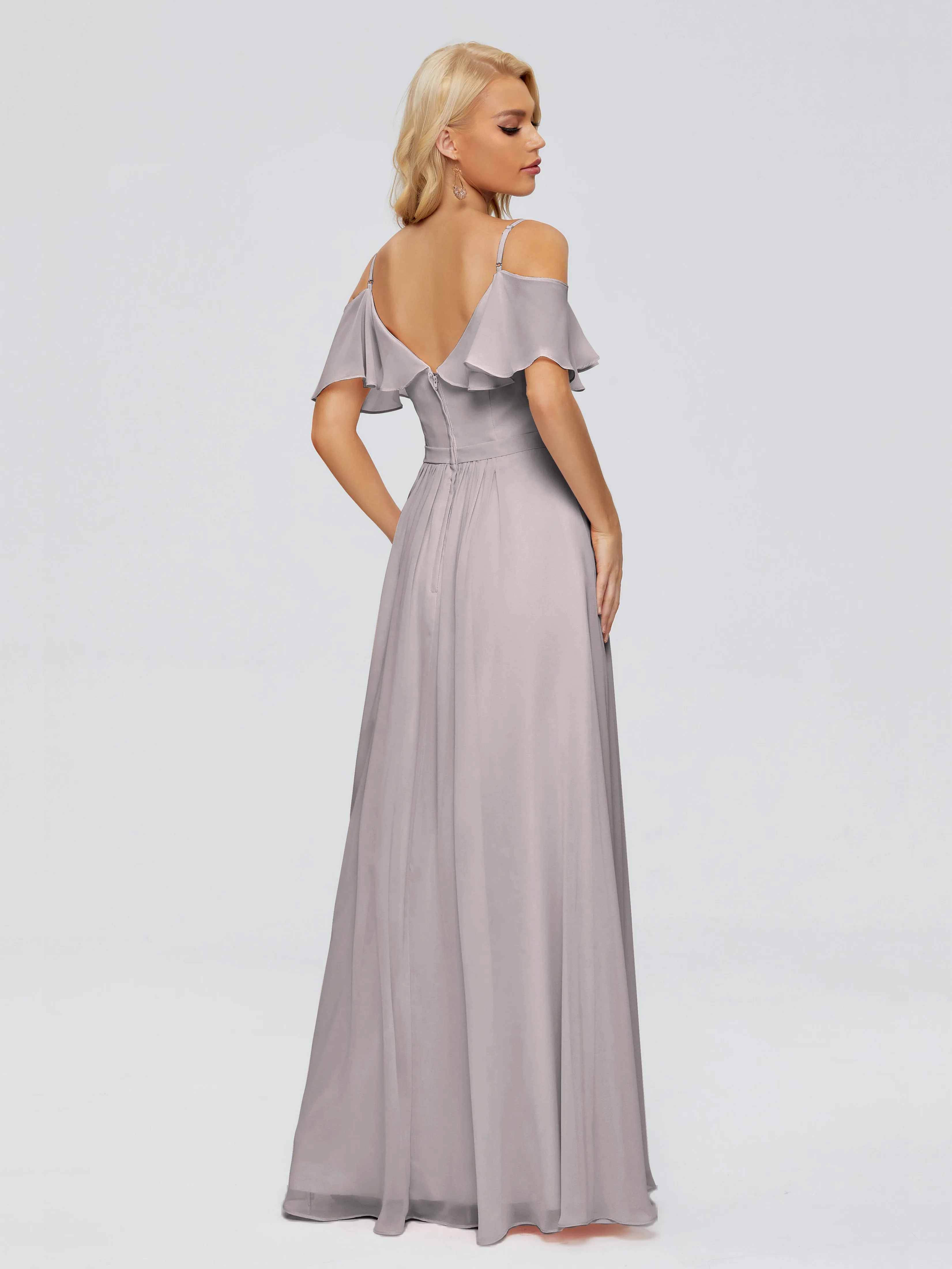 Ruffled V-Neck Bridesmaid Dresses