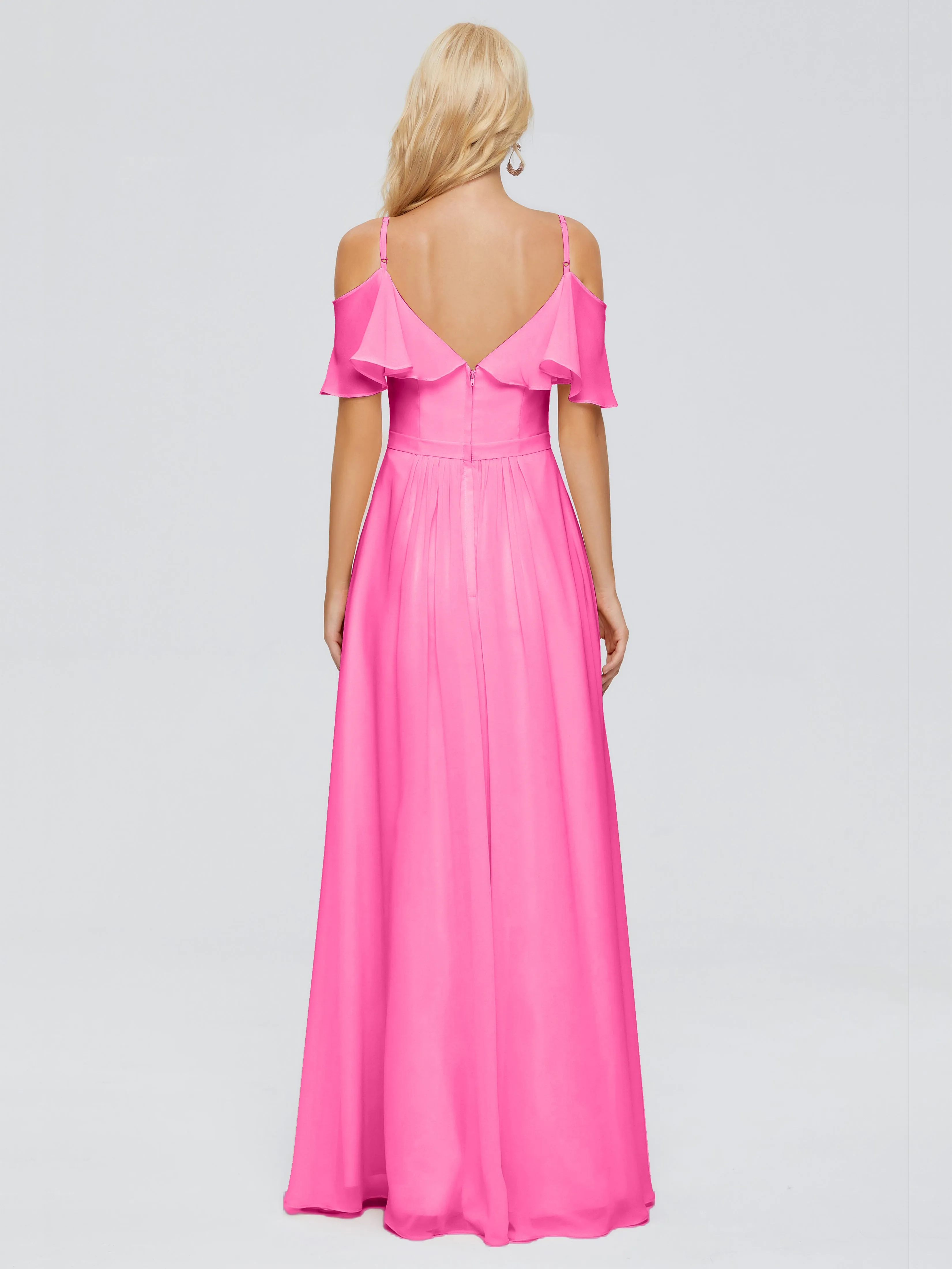 Ruffled V-Neck Bridesmaid Dresses