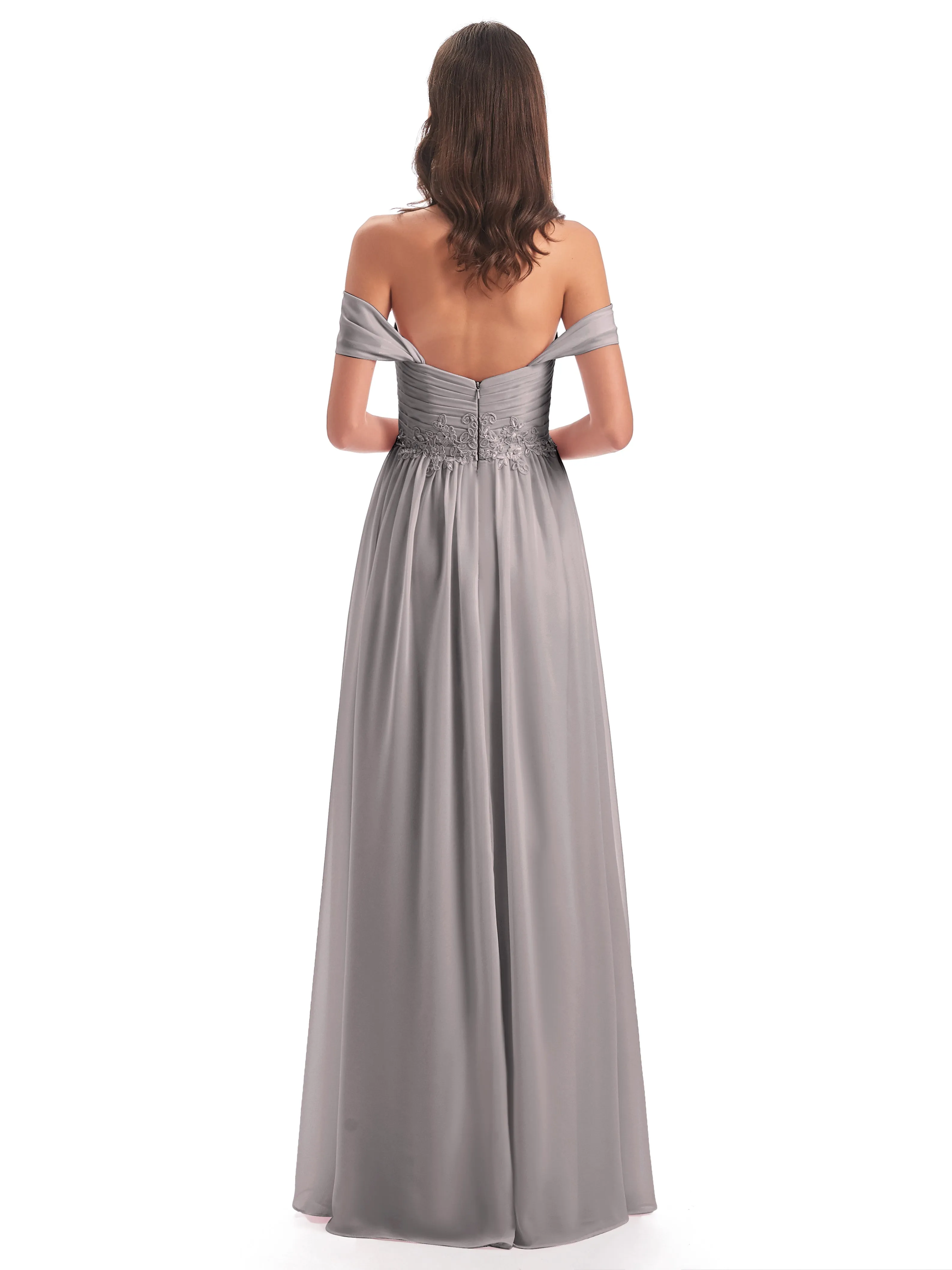 Salomé Off-the-Shoulder Chiffon Bridesmaid Dress with Appliques