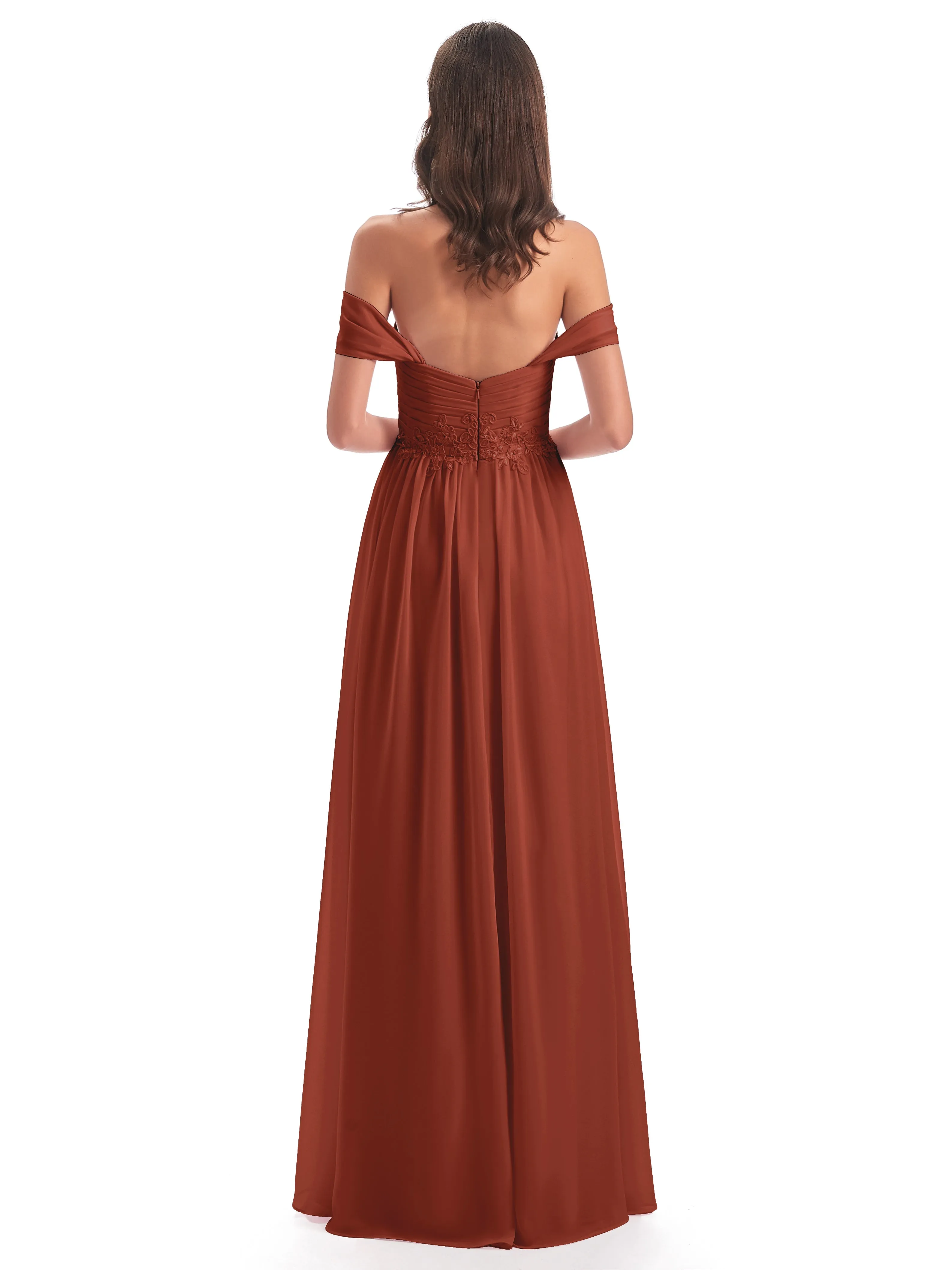 Salomé Off-the-Shoulder Chiffon Bridesmaid Dress with Appliques