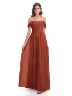 Salomé Off-the-Shoulder Chiffon Bridesmaid Dress with Appliques