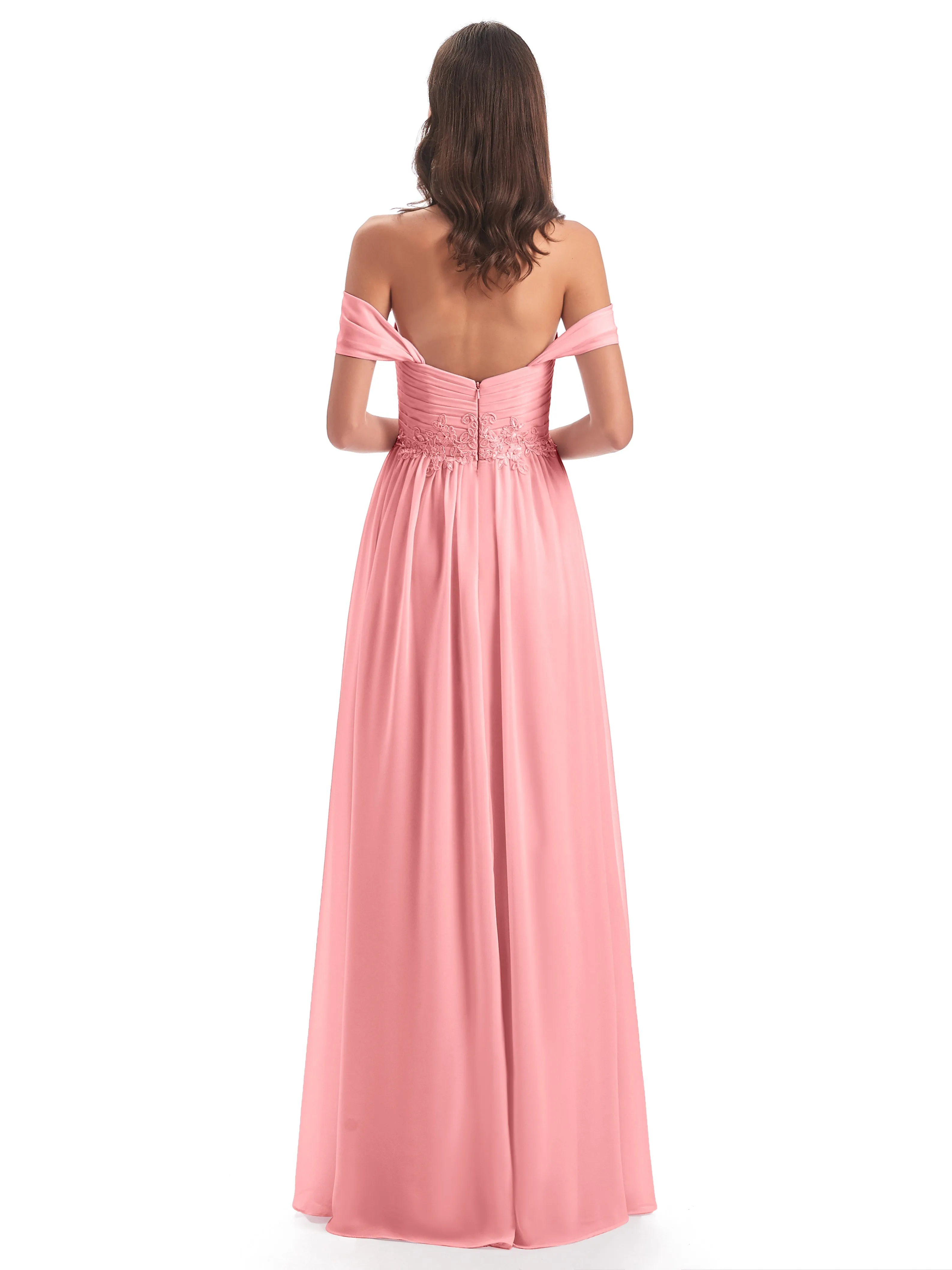 Salomé Off-the-Shoulder Chiffon Bridesmaid Dress with Appliques