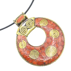 Coral Spirals Tibetan Necklace