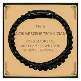 Crime Scene Technician Stone Leather Bracelets