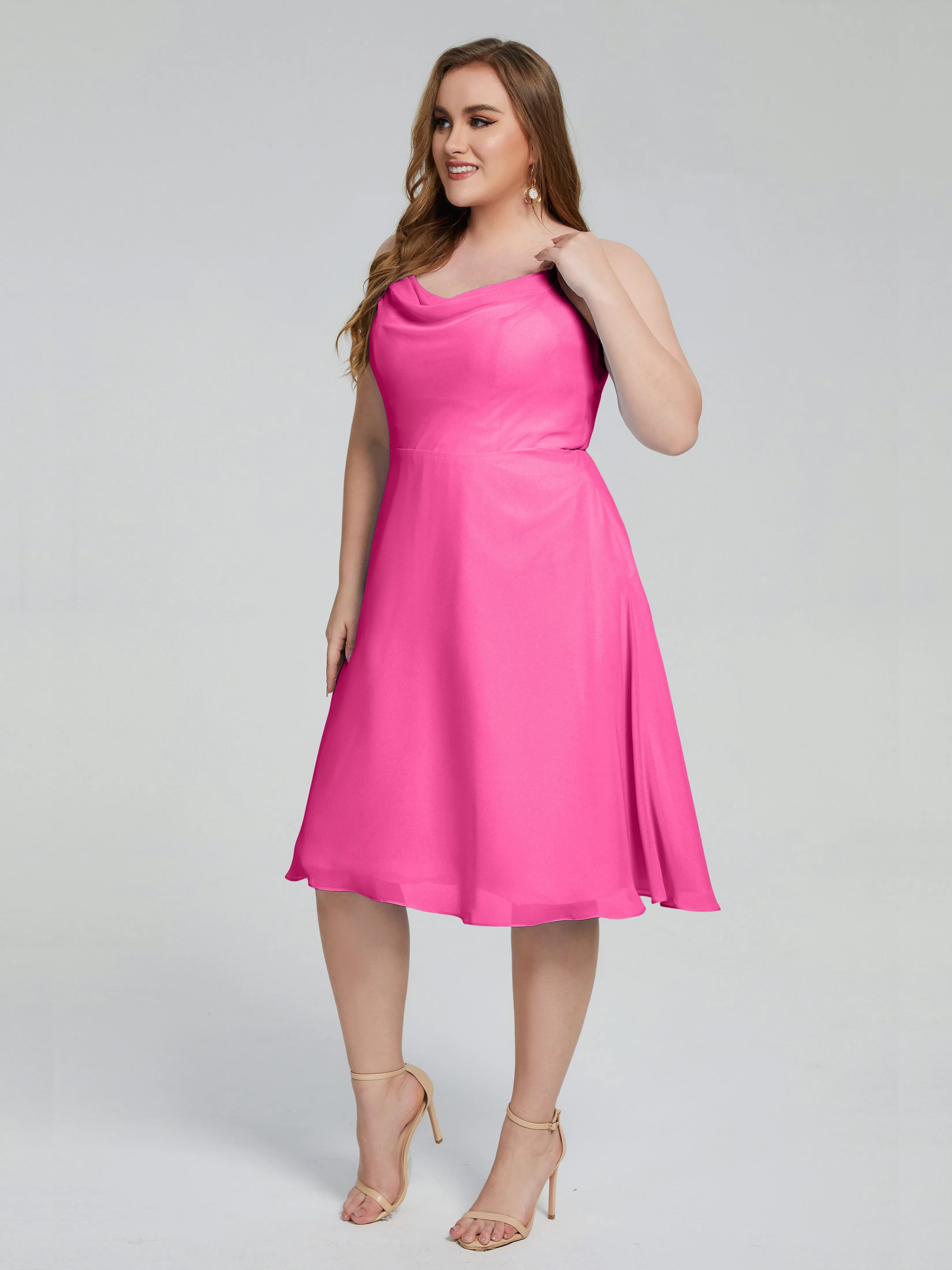 Mckenzie Short Spaghetti Strap Plus Size Chiffon Bridesmaid Dress