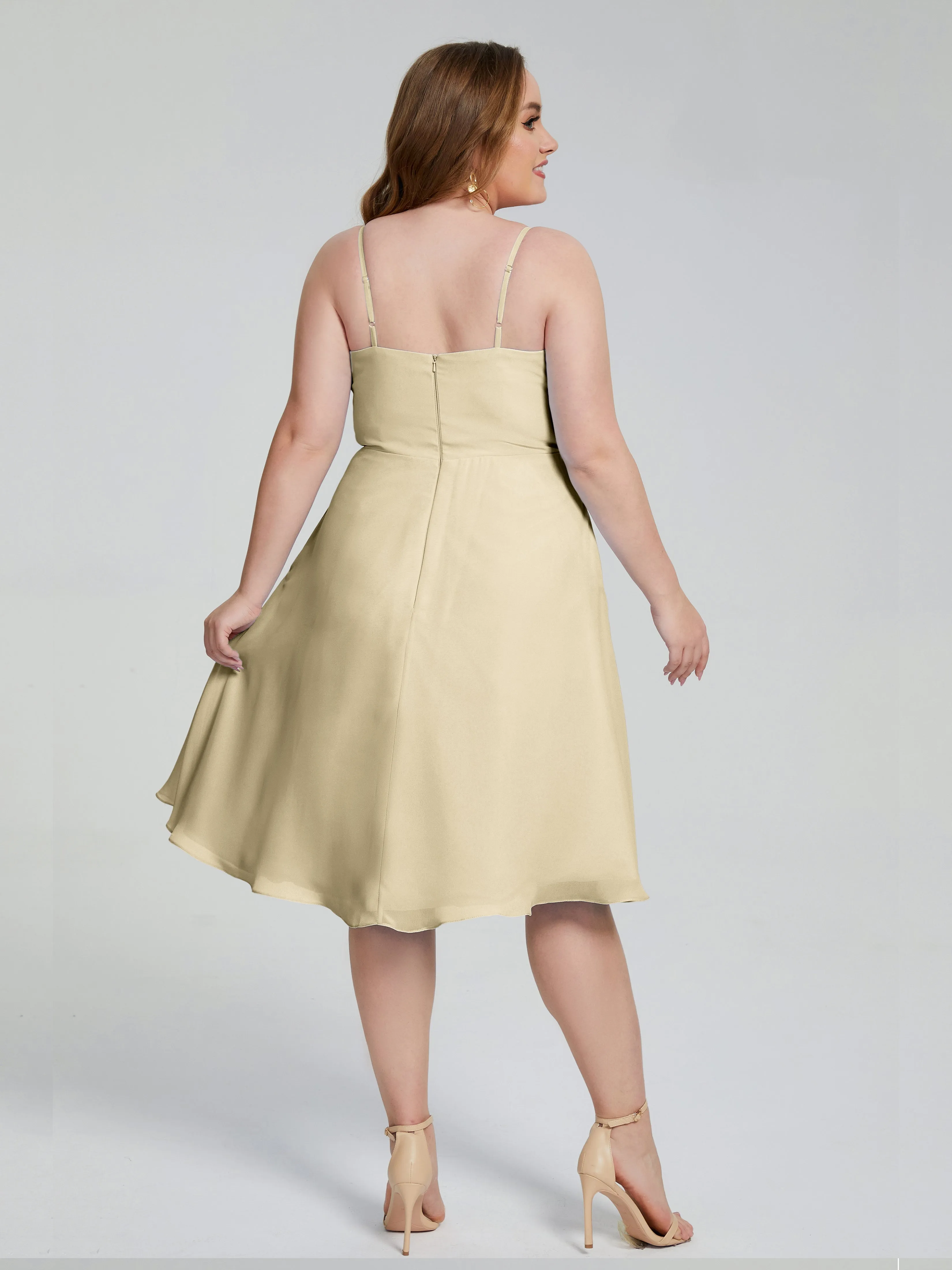 Mckenzie Short Spaghetti Strap Plus Size Chiffon Bridesmaid Dress