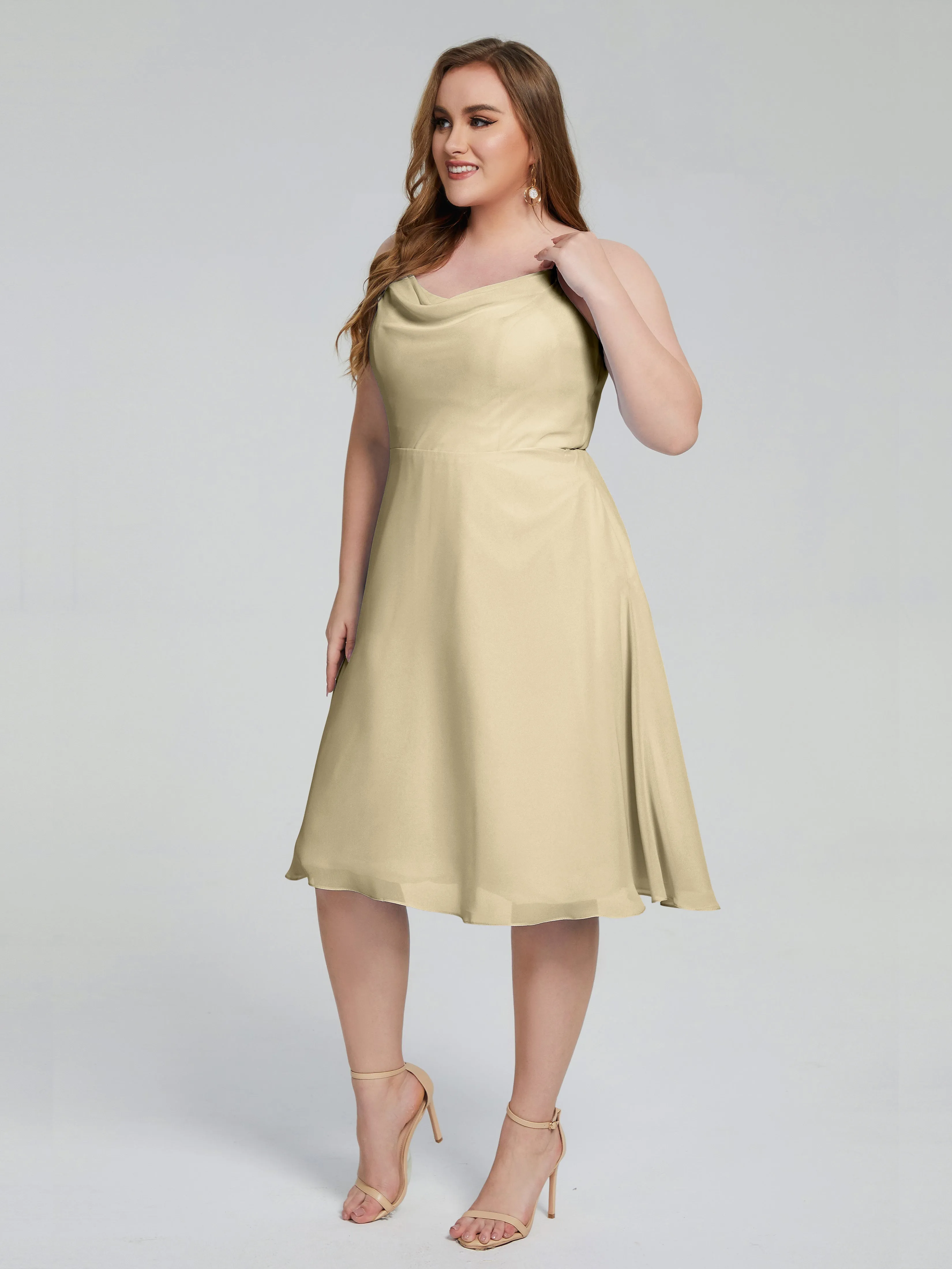 Mckenzie Short Spaghetti Strap Plus Size Chiffon Bridesmaid Dress