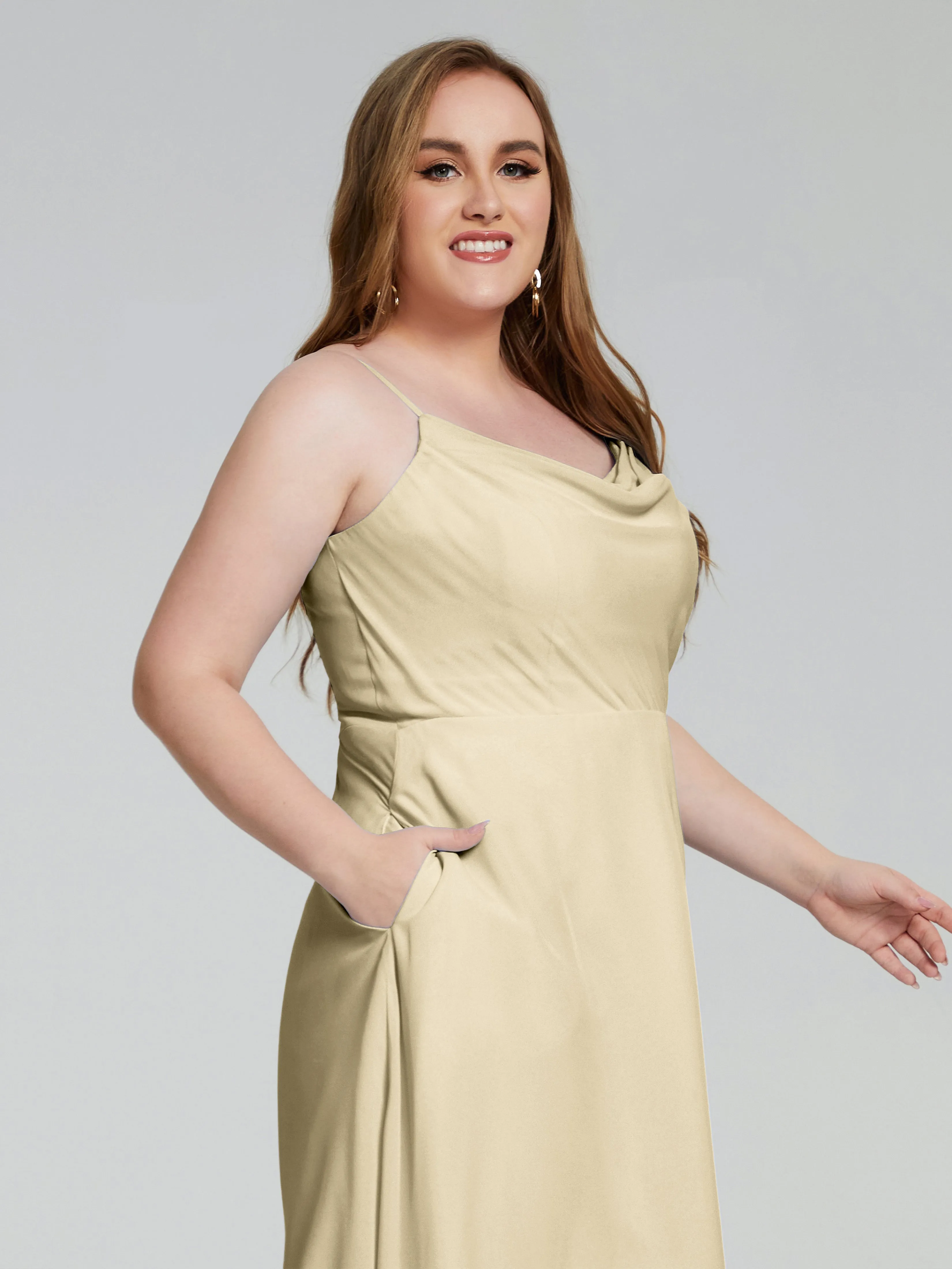 Mckenzie Short Spaghetti Strap Plus Size Chiffon Bridesmaid Dress