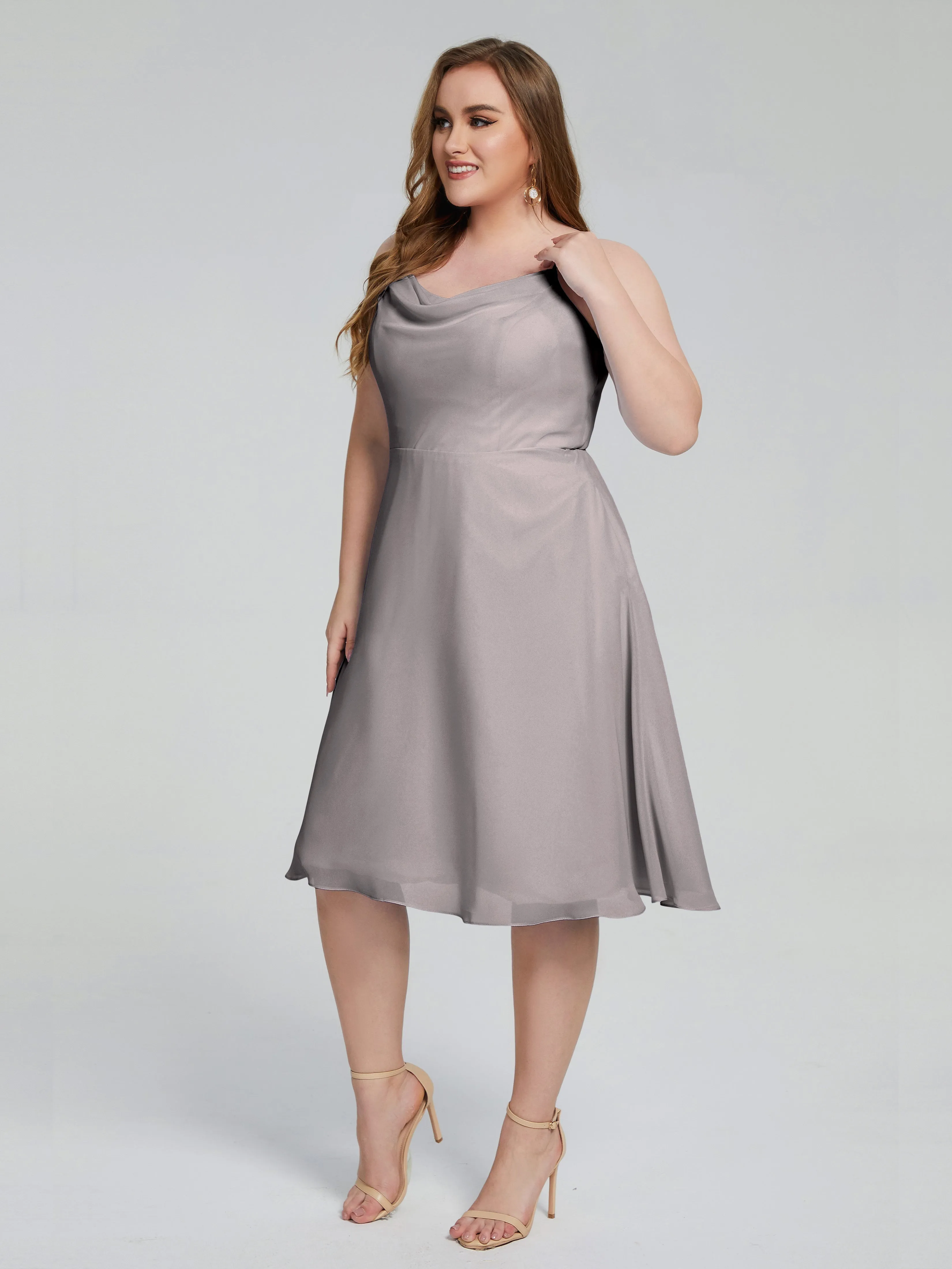 Mckenzie Short Spaghetti Strap Plus Size Chiffon Bridesmaid Dress