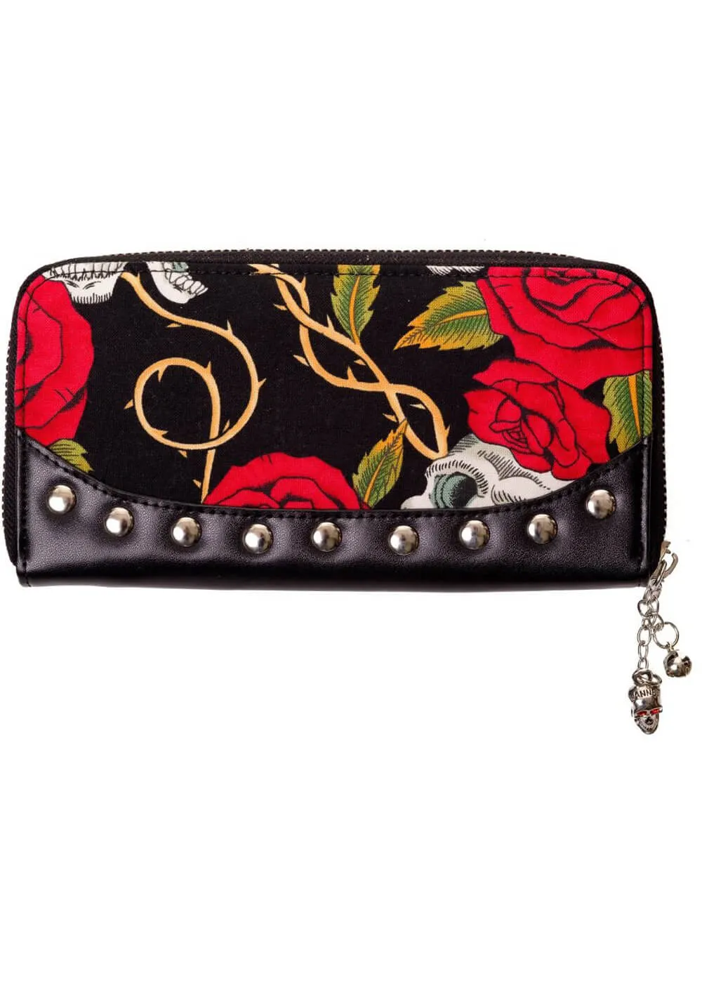 Black Rockabilly Skull & Roses Wallet by Banned