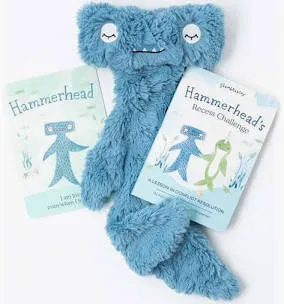 Silken Blue Hammerhead Board Book & Snuggler from Slumberkins