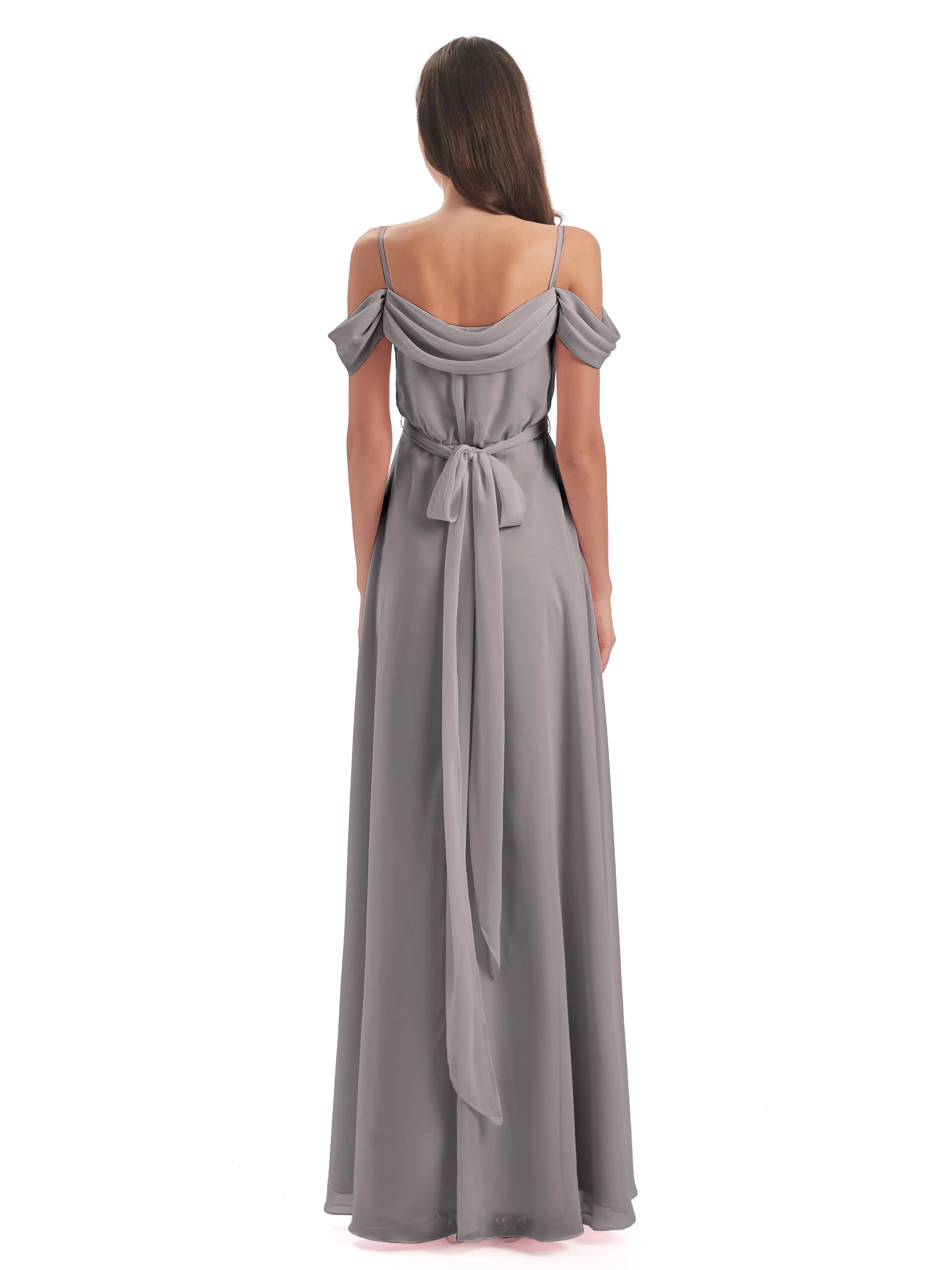 Manon Spaghetti Strap Slit Pleated Bridesmaid Dress