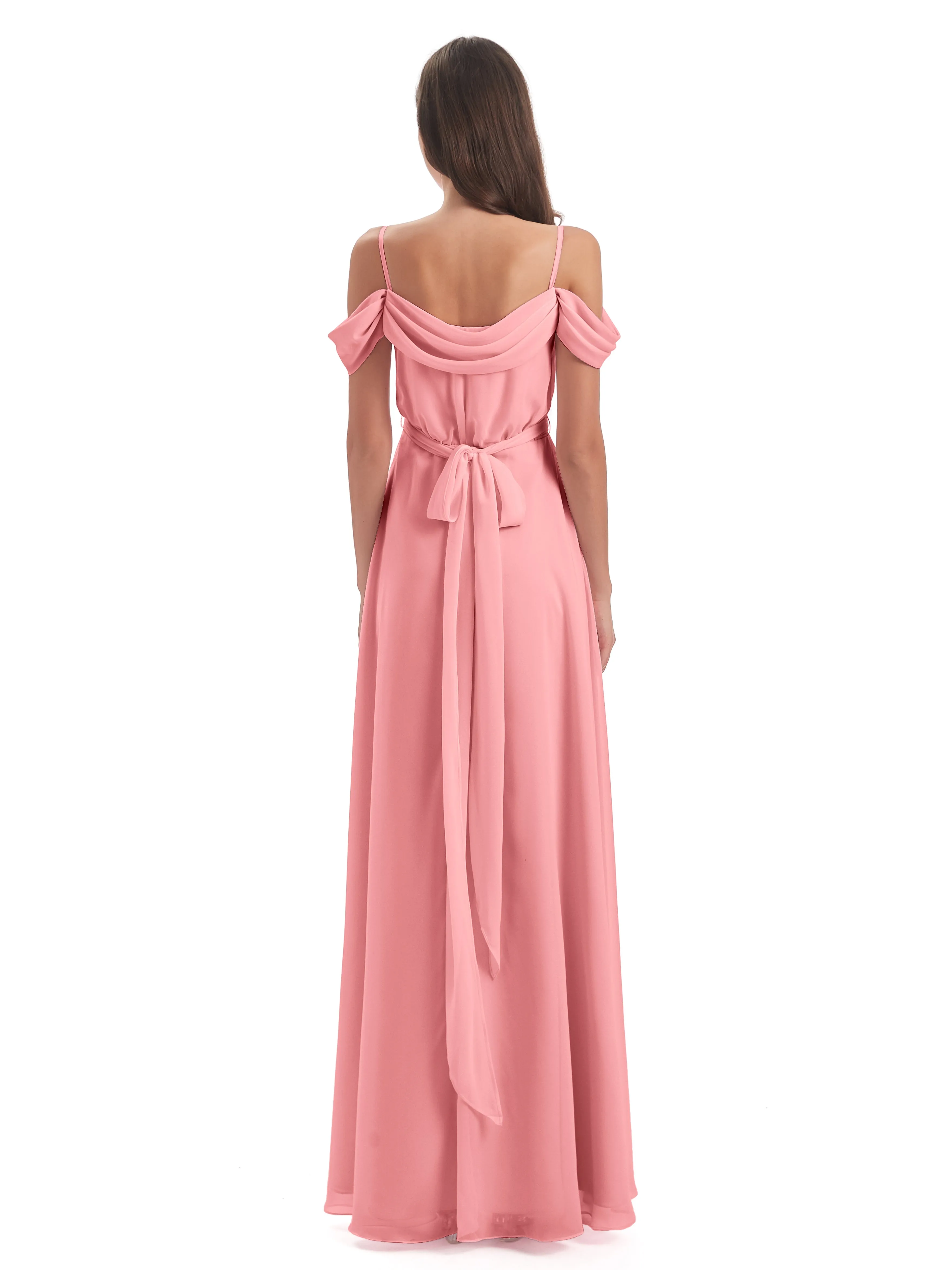 Manon Spaghetti Strap Slit Pleated Bridesmaid Dress