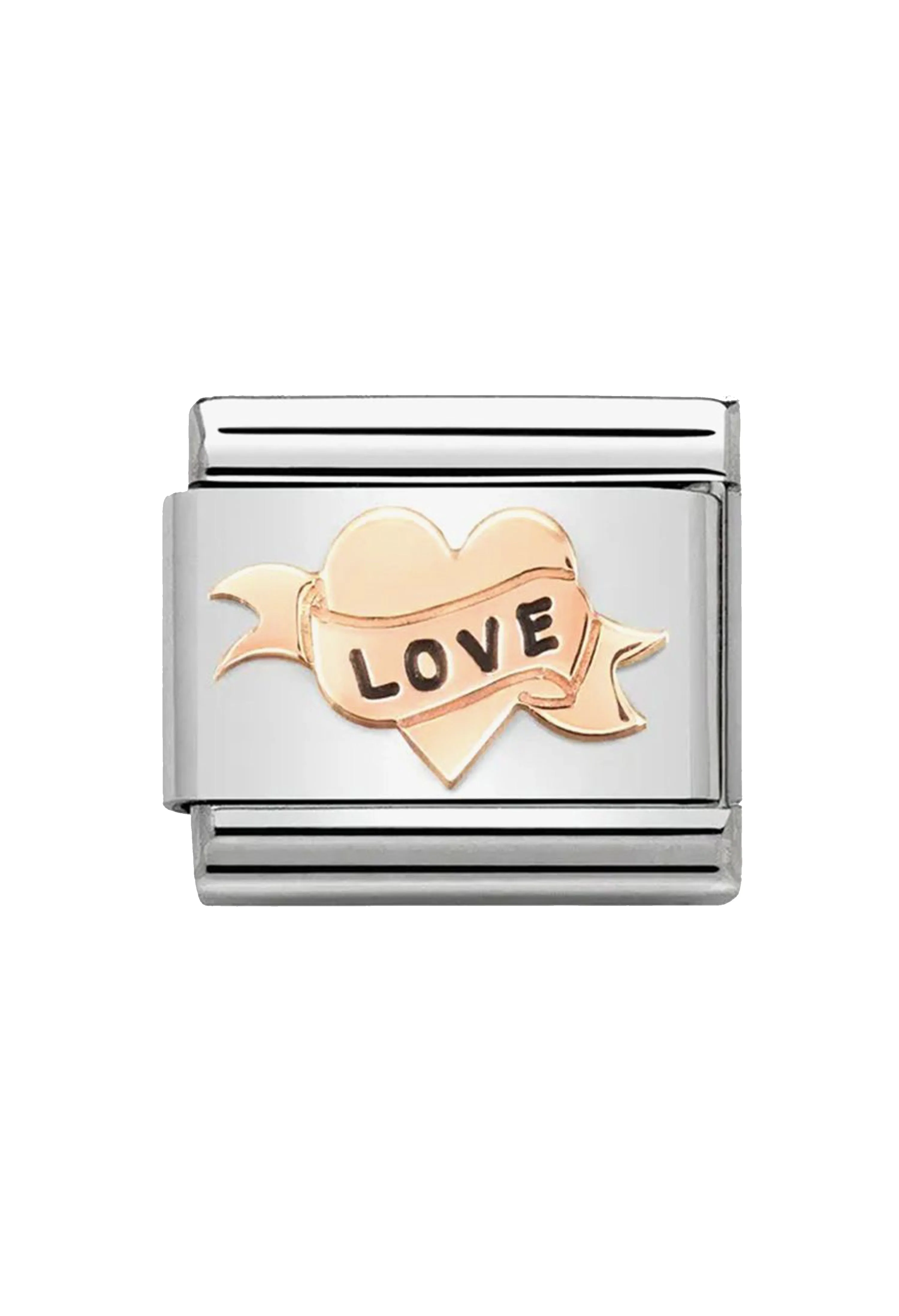 Steel Enamel & Gold 375 SYMBOLS HEART LOVE Nomination Composable Classic Link